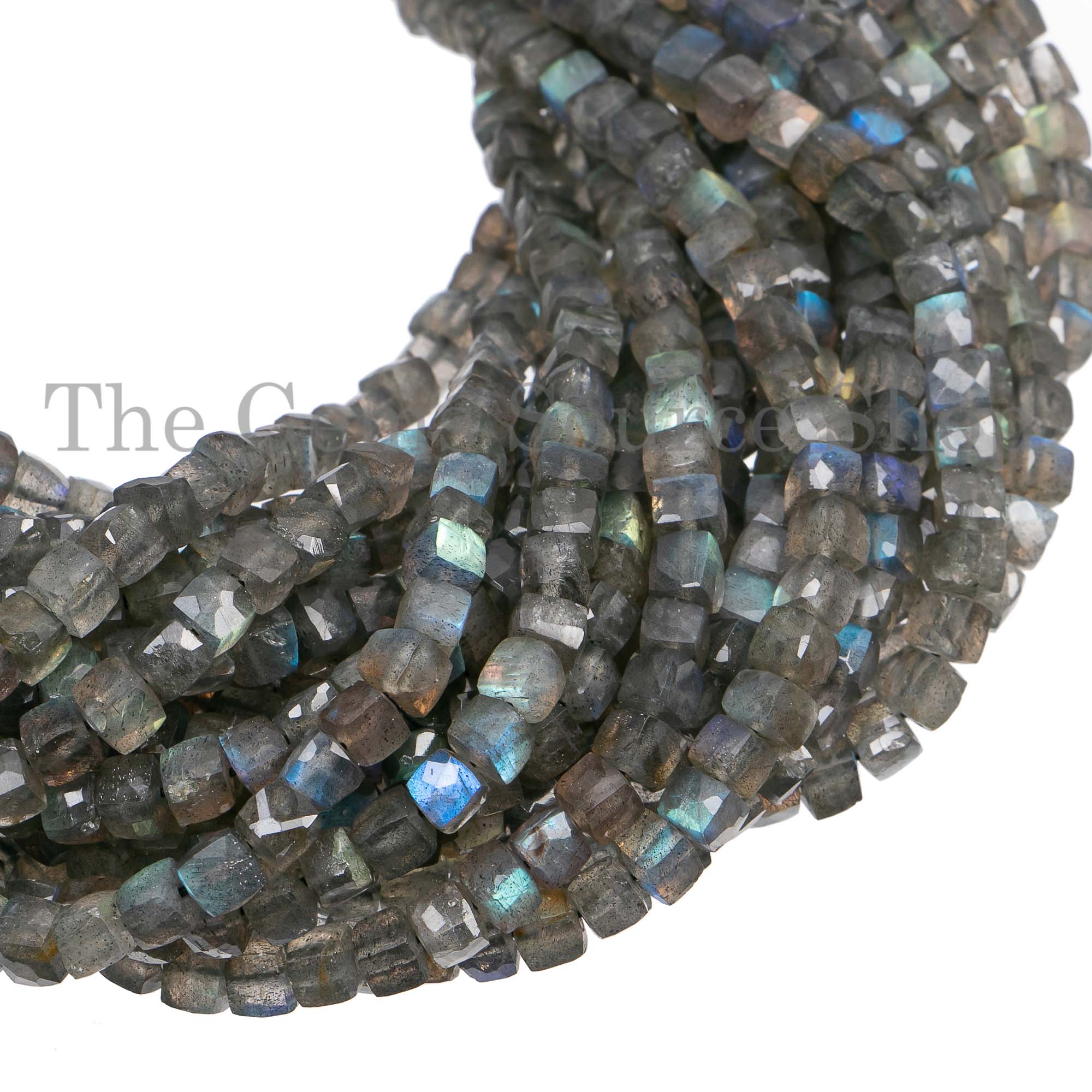 Natural Labradorite Faceted Cube Shape Beads TGS-2575