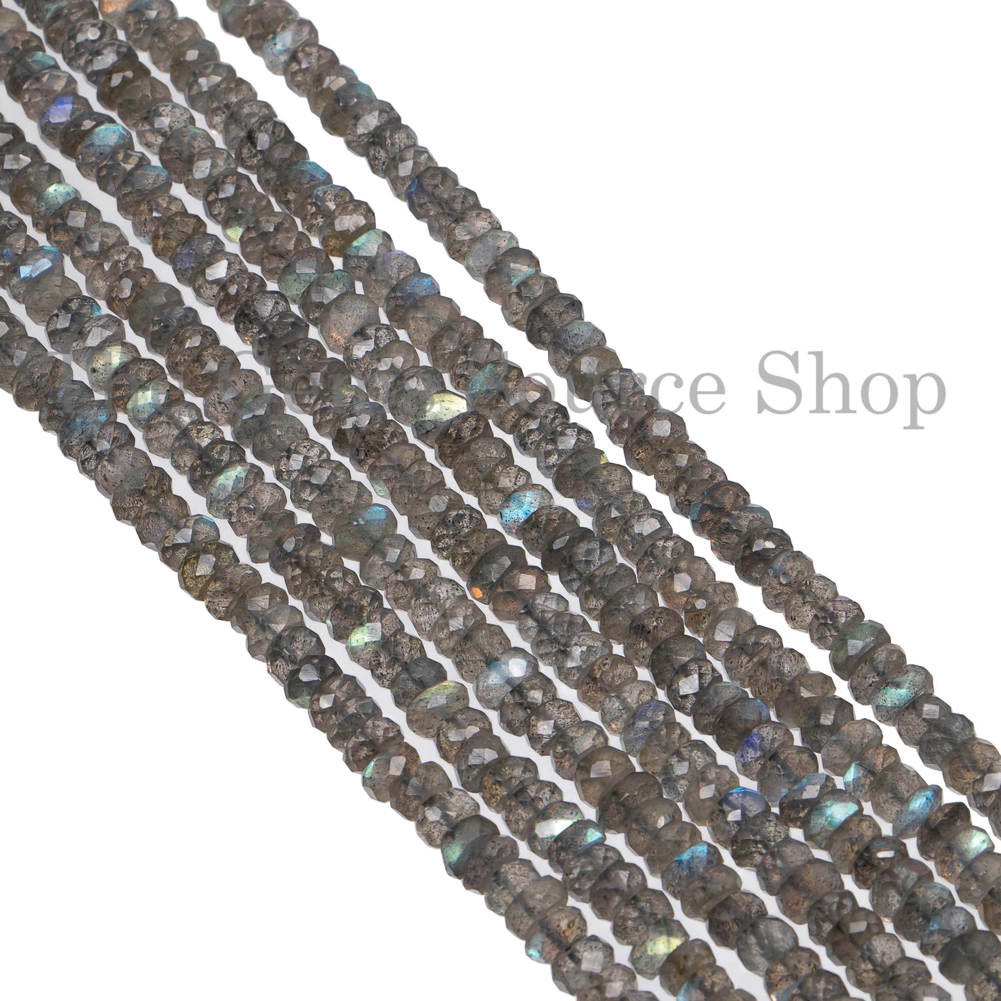 Natural Labradorite Faceted Rondelle Shape Beads TGS-2578
