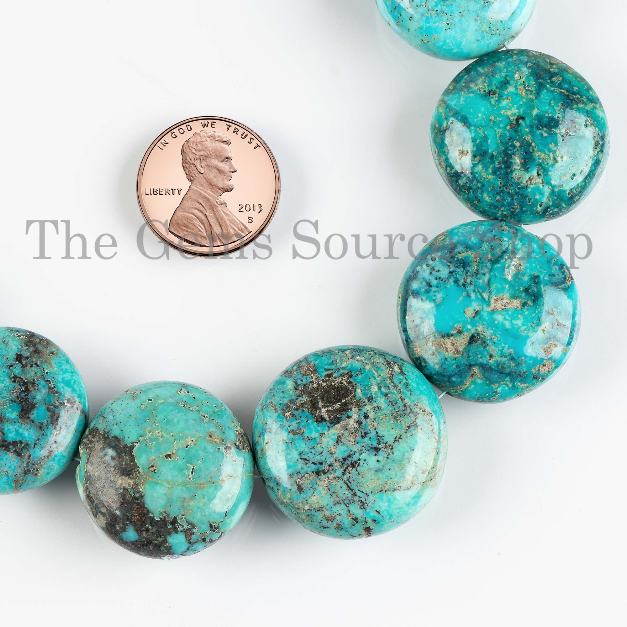 18-23 mm Natural Turquoise Smooth Coin Shape Gemstone Beads TGS-4256