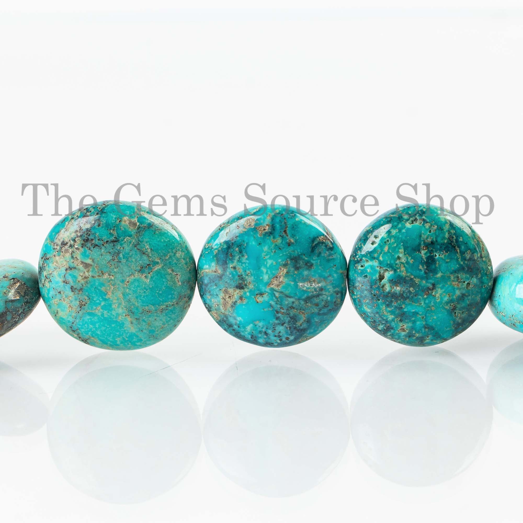 18-23 mm Natural Turquoise Smooth Coin Shape Gemstone Beads TGS-4256