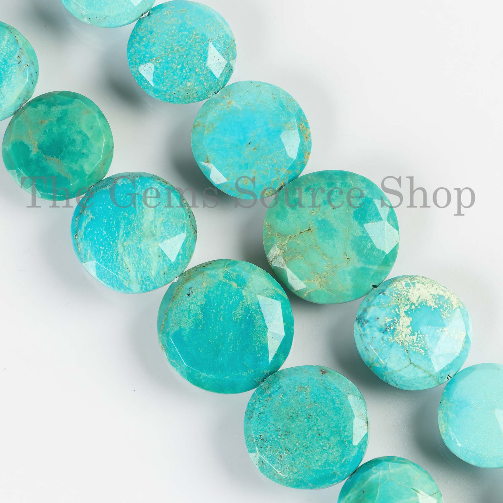21-28mm Turquoise Faceted Coin Shape Briolette Gemstone Beads TGS-4259