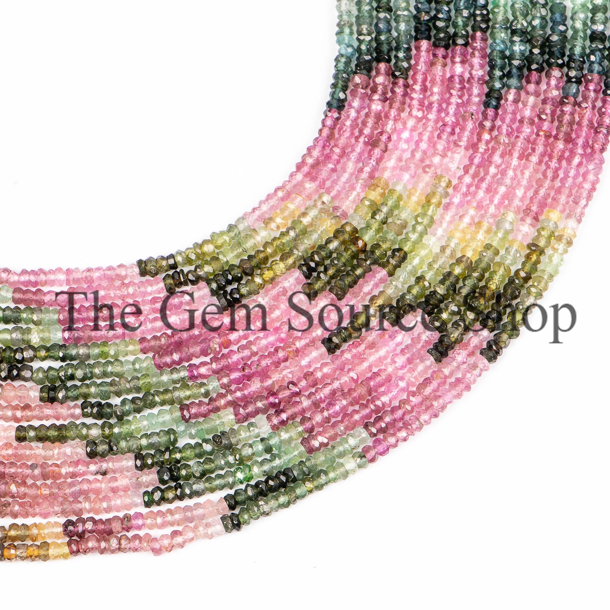 Natural Multi Tourmaline Faceted Rondelle Beads TGS-2702