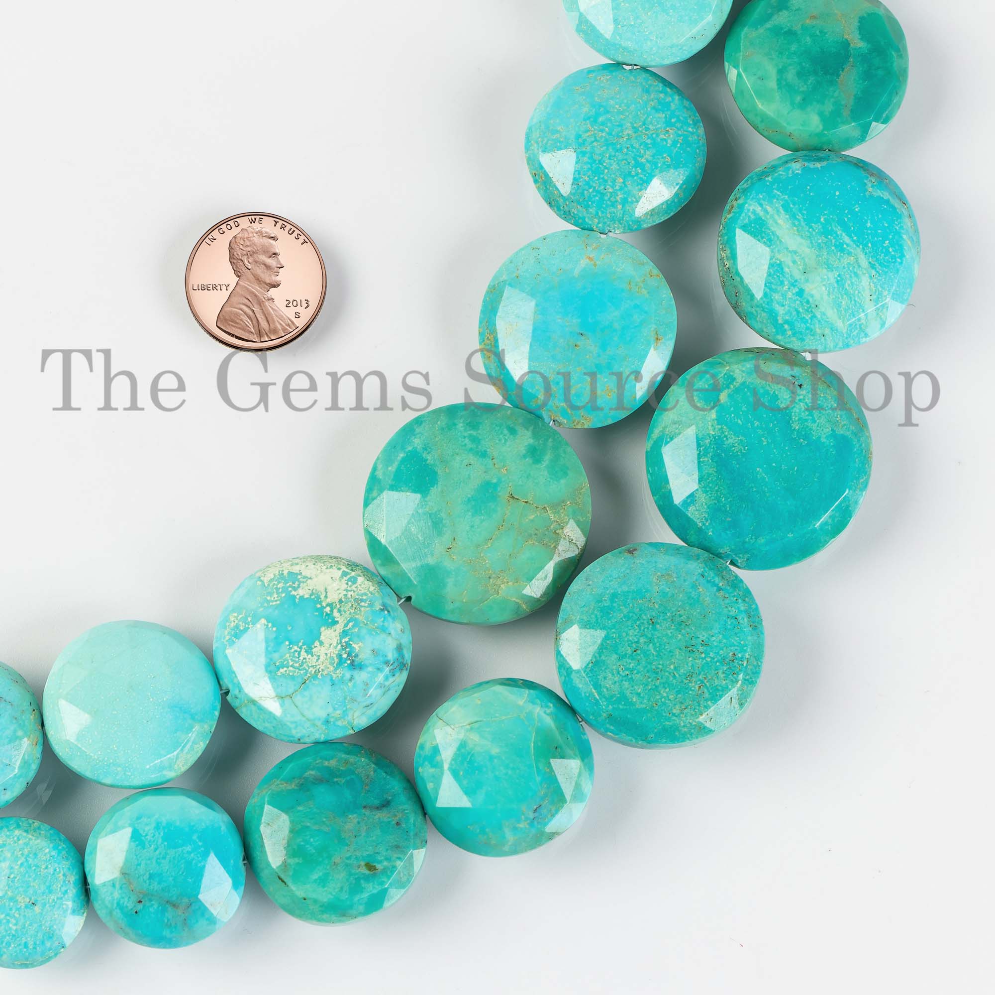 21-28mm Turquoise Faceted Coin Shape Briolette Gemstone Beads TGS-4259