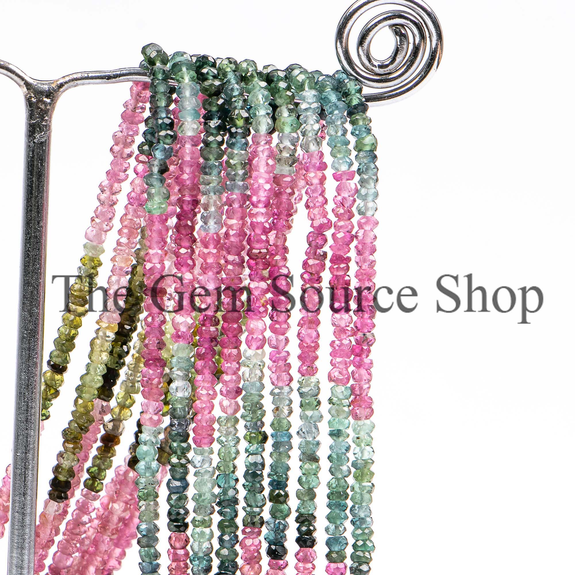 Natural Multi Tourmaline Faceted Rondelle Beads TGS-2702