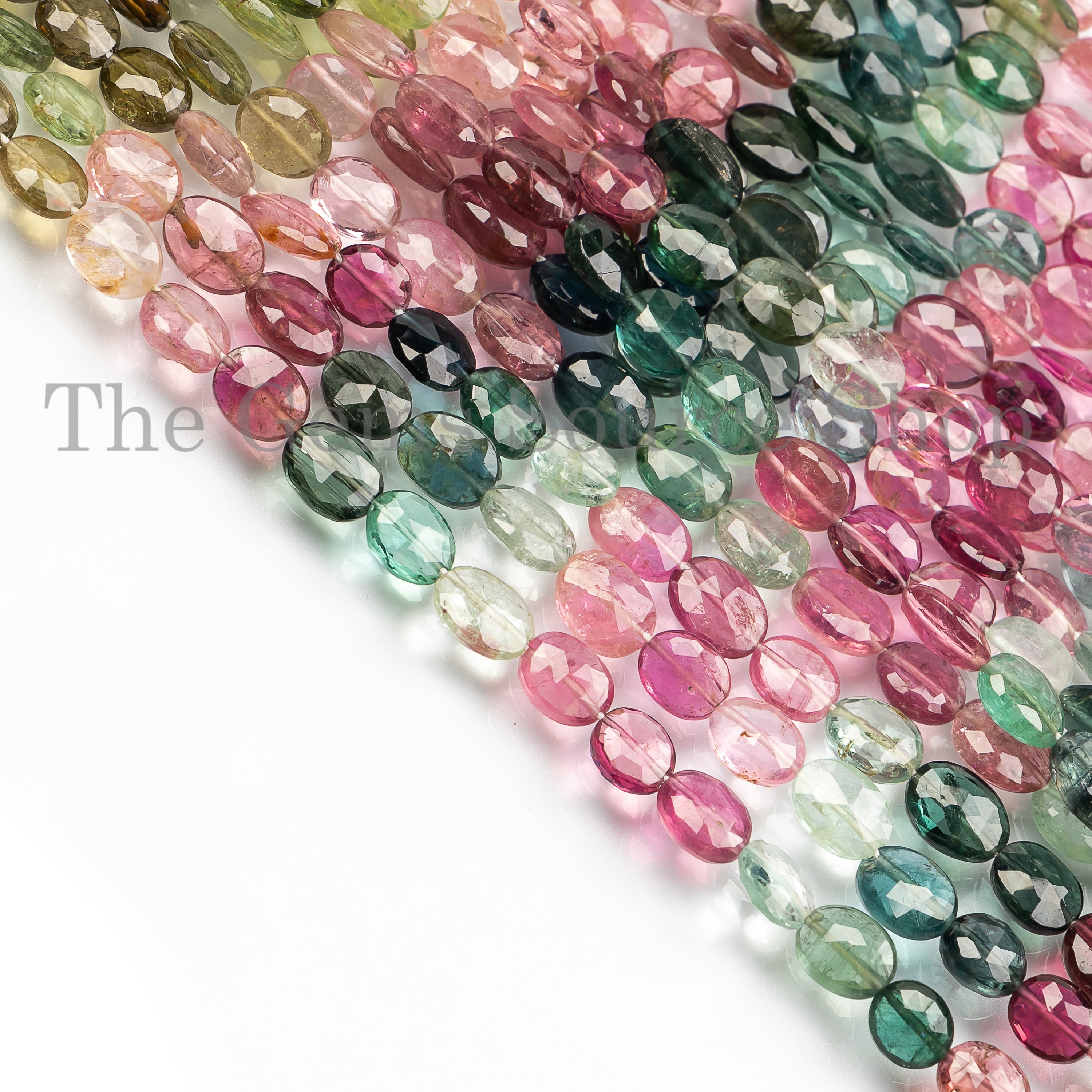 Multi Tourmaline Faceted Oval Shape Gemstone Beads