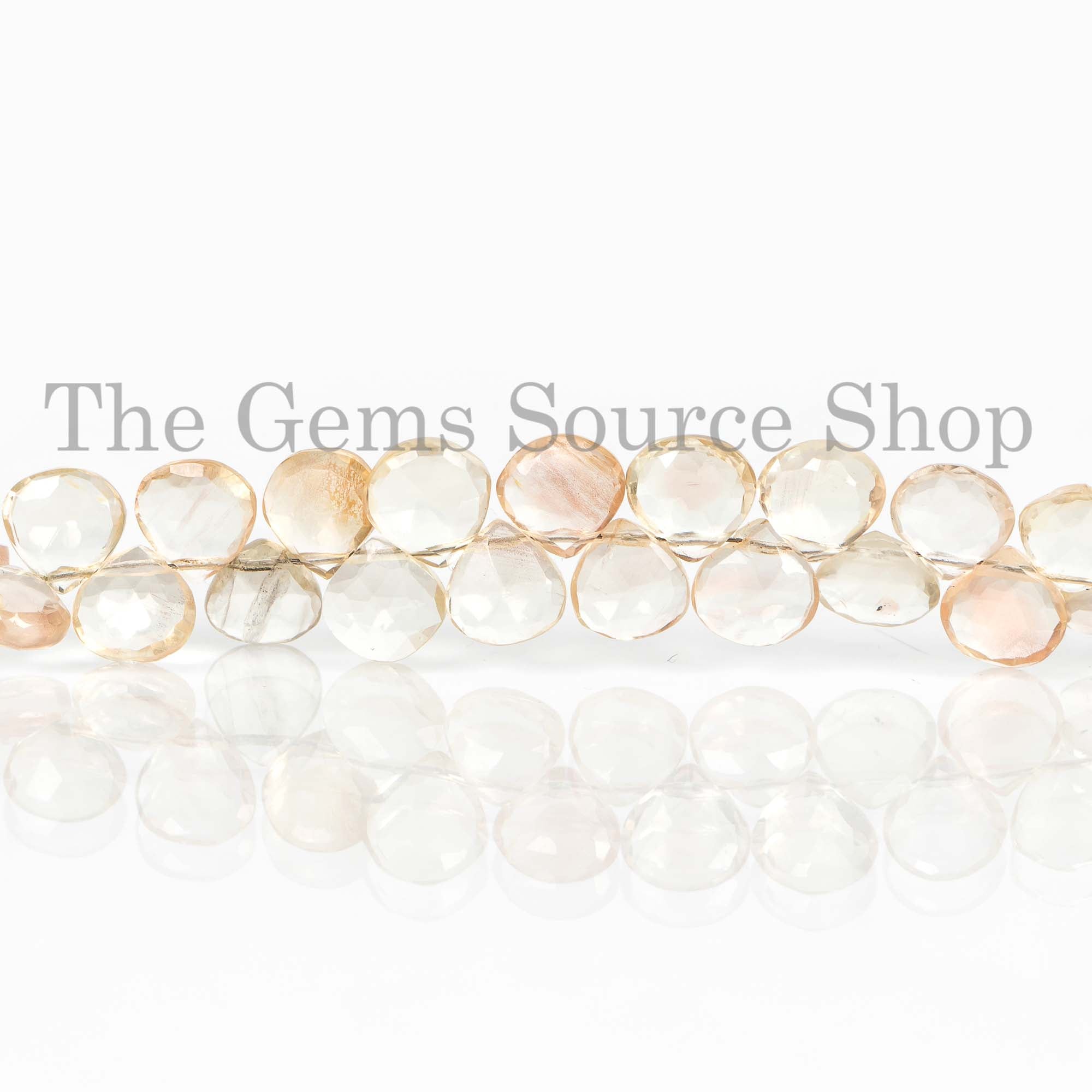AAA Quality Oregon Sunstone 6-7mm Heart Briolette, Sunstone Heart Beads,Oregon Sunstone Beads, Natural Rare Oregon Sunstone Gemstone