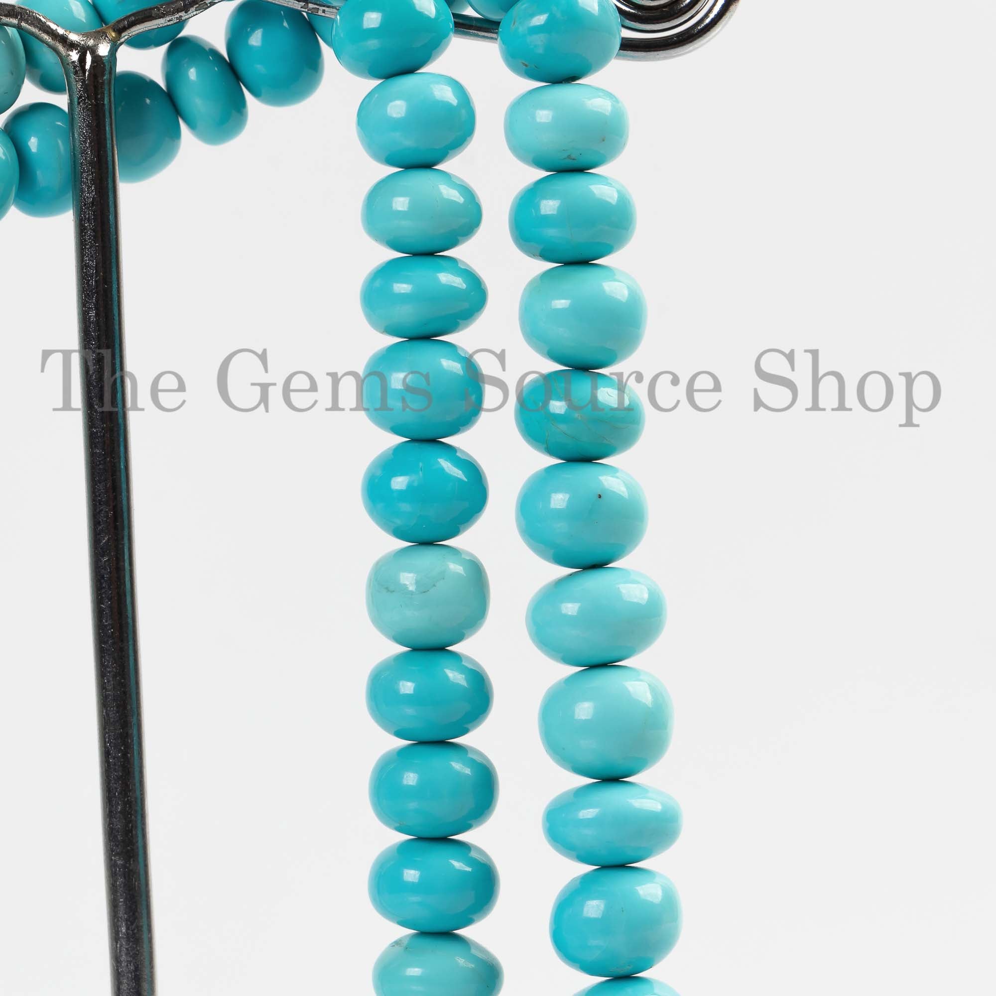 5.5-12mm Turquoise Smooth Necklace, Turquoise Rondelle Necklace, Turquoise Beaded Necklace, Turquoise Jewelry, Christmas Gifts, Gift For Her