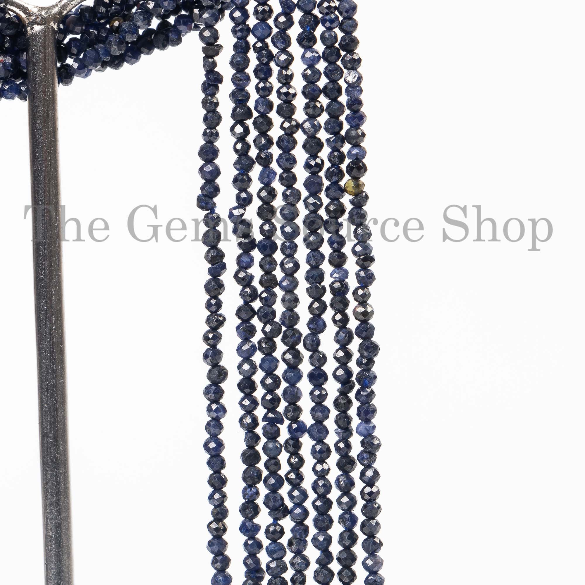 Blue Sapphire Beads, 2-2.5mm Rondelle Beads, Sapphire Faceted Beads, Sapphire Beads, Blue Sapphire Gemstone, Beads For Jewelry