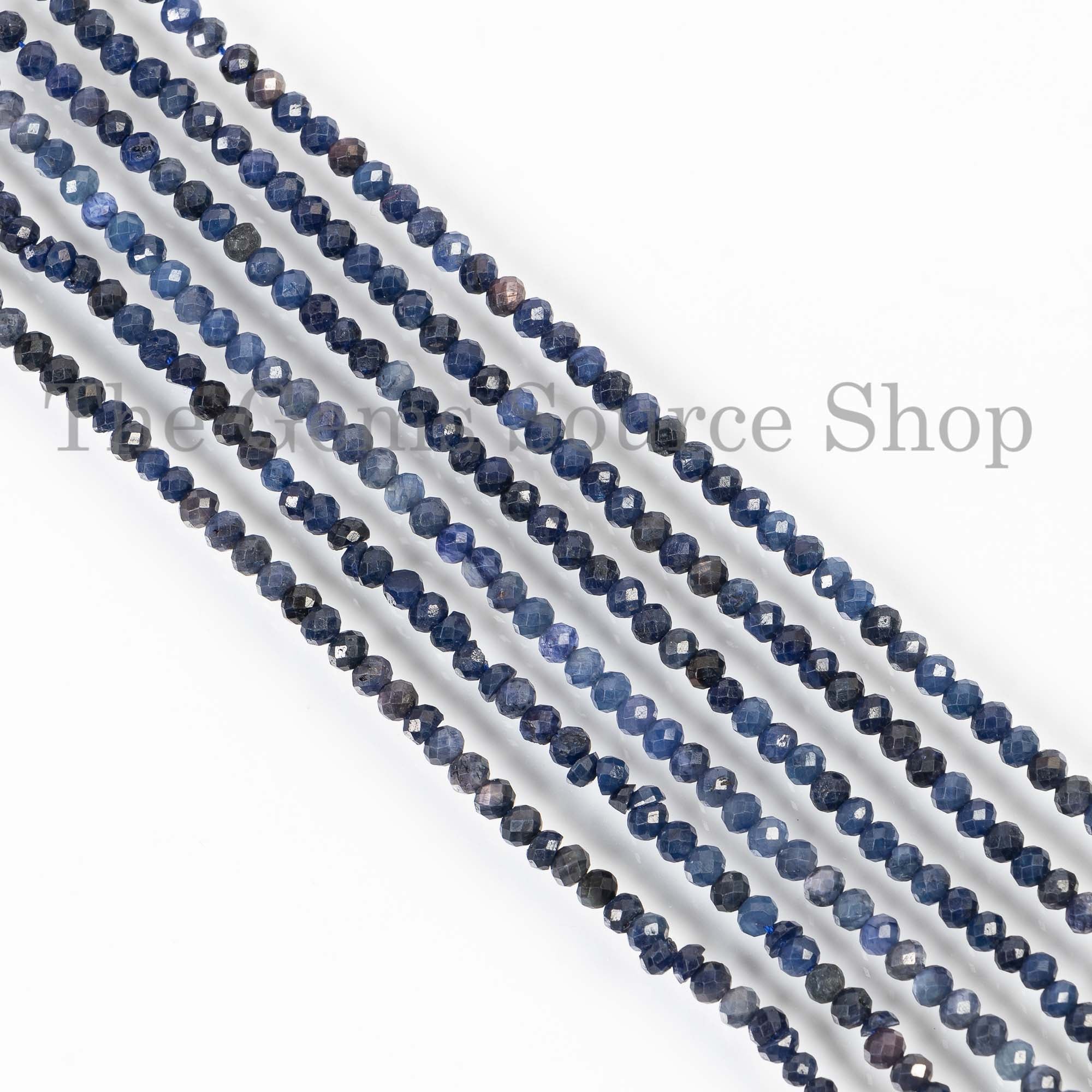 2.5-3.5mm Blue Sapphire Rondelle Faceted Gemstone Beads For Jewelry, TGS-4269