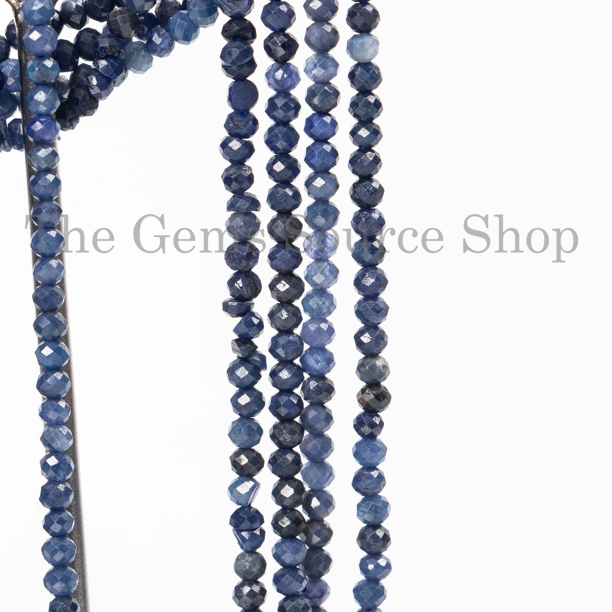 2.5-3.5mm Blue Sapphire Rondelle Faceted Gemstone Beads For Jewelry, TGS-4269