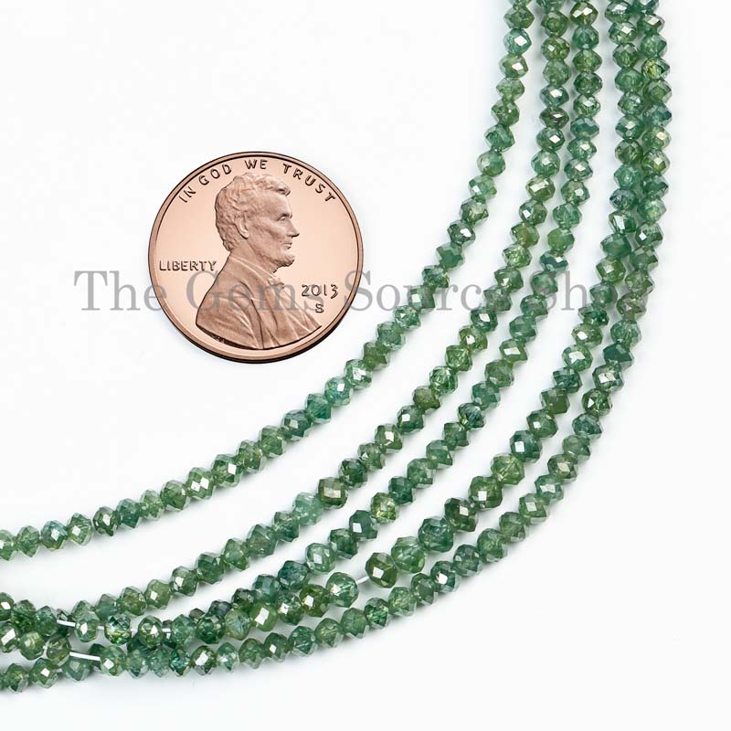 Top Quality Green Diamond Beads, Faceted Diamond Beads, Diamond Rondelle Beads, Diamond Beads For Jewelry Making