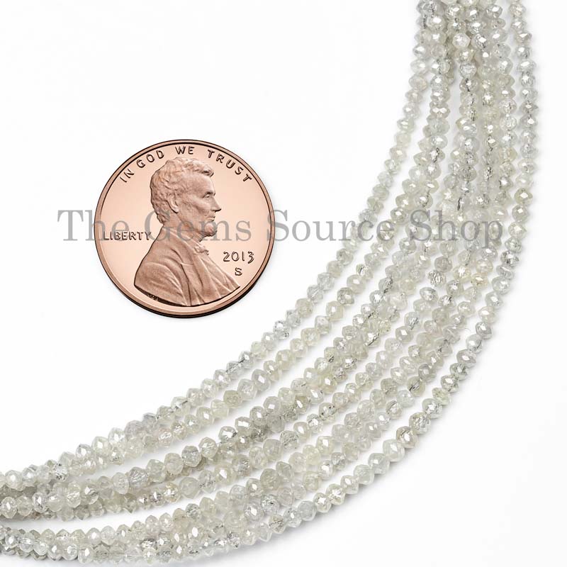 AAA Quality, White Diamond Beads, Diamond Faceted Beads Diamond Rondelle Beads, Beads for Jewelry