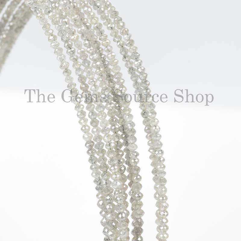AAA Quality, White Diamond Beads, Diamond Faceted Beads Diamond Rondelle Beads, Beads for Jewelry