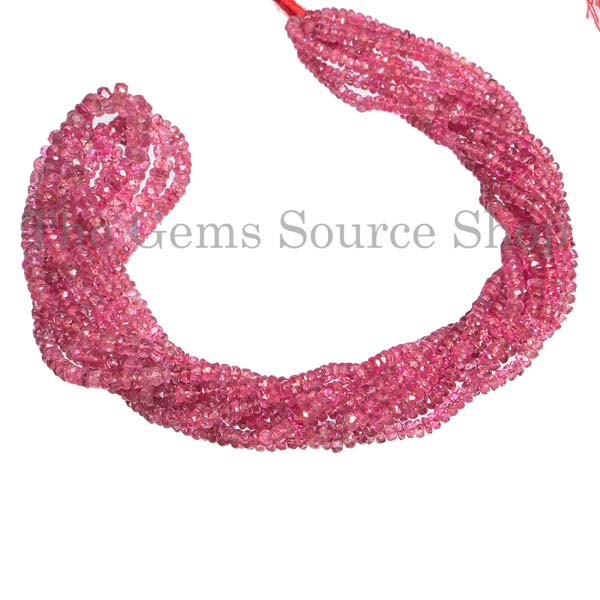 Pink Spinel Faceted Rondelle Beads, Gemstone Beads, Spinel Rondelle, Wholesale Beads