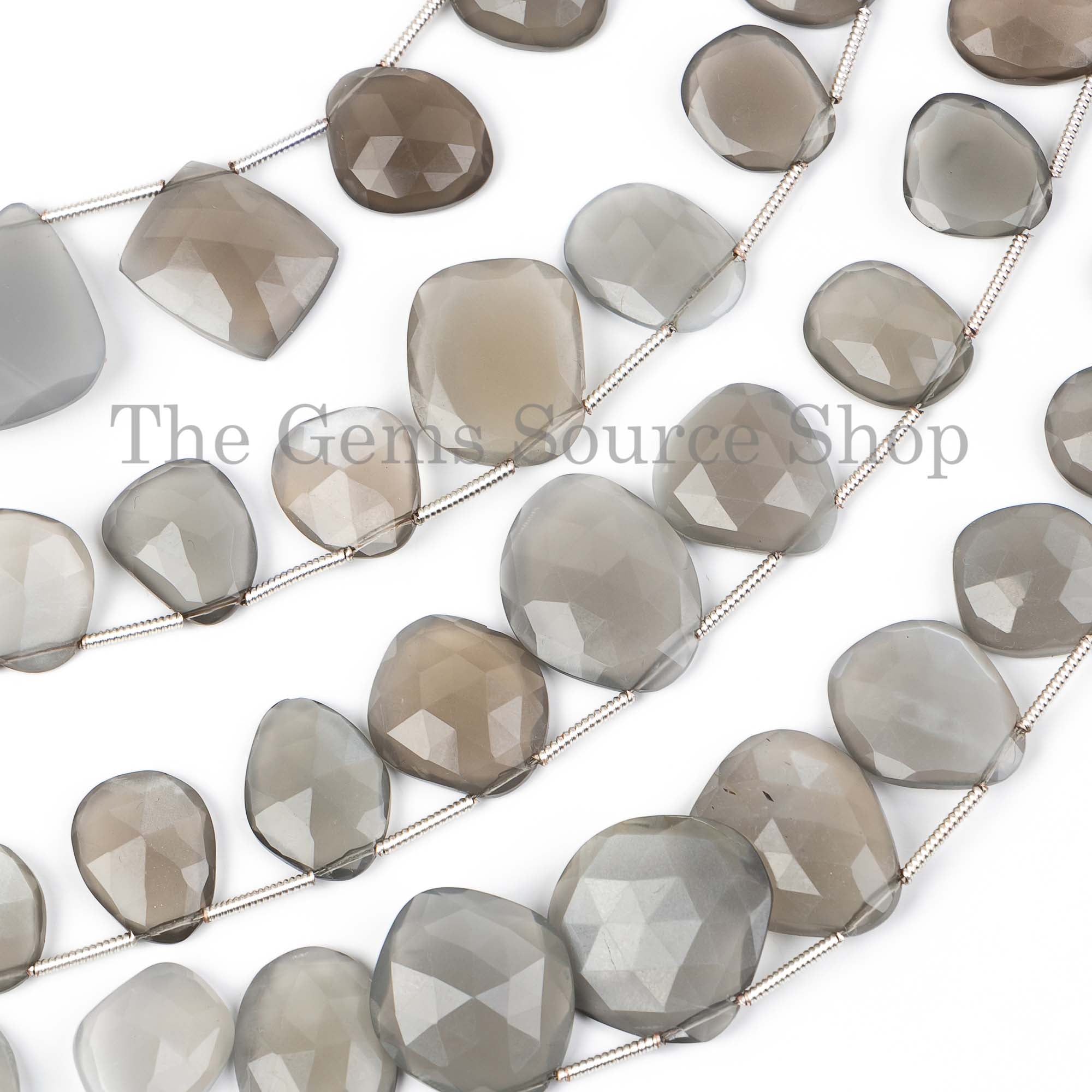 Gray Moonstone Beads, Gray Moonstone Flat Fancy Bead, Gray Moonstone Rose Cut Beads, Flat Fancy Beads