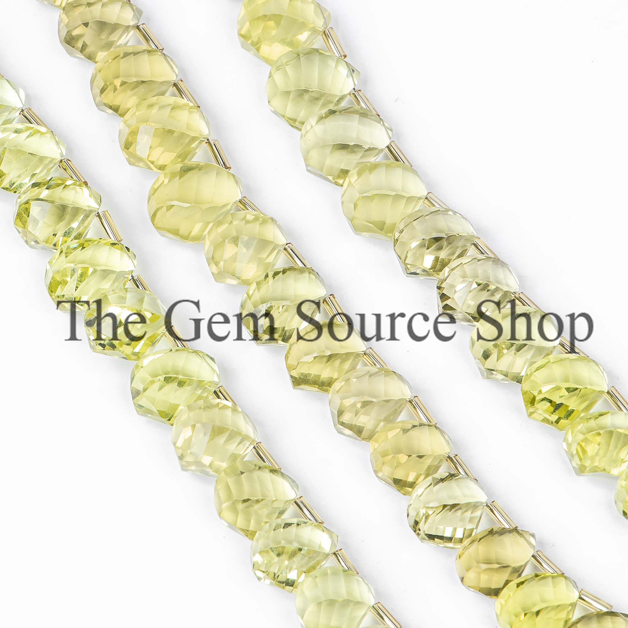Lemon Quartz Faceted Twisted Drops Beads, Lemon Quartz Beads, Fancy Shape Beads, Faceted Beads