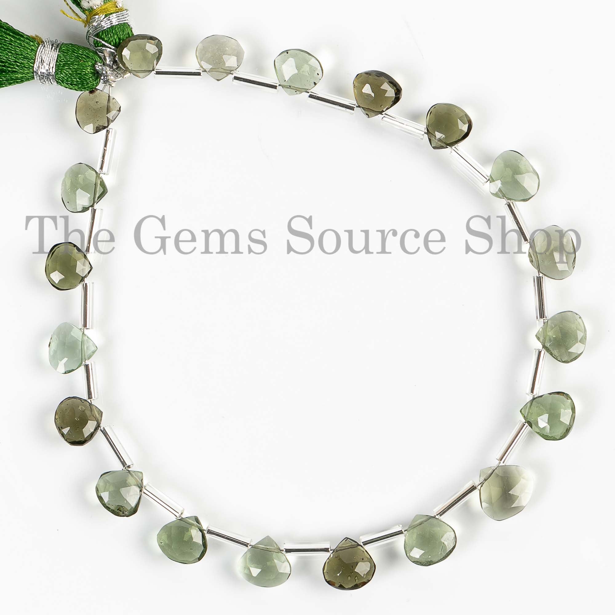 AAA Quality Moldavite Heart Briolette, 6.5-8.5mm Natural Moldavite Beads, Gemstone Beads, Heart Beads, Certificate Moldavite