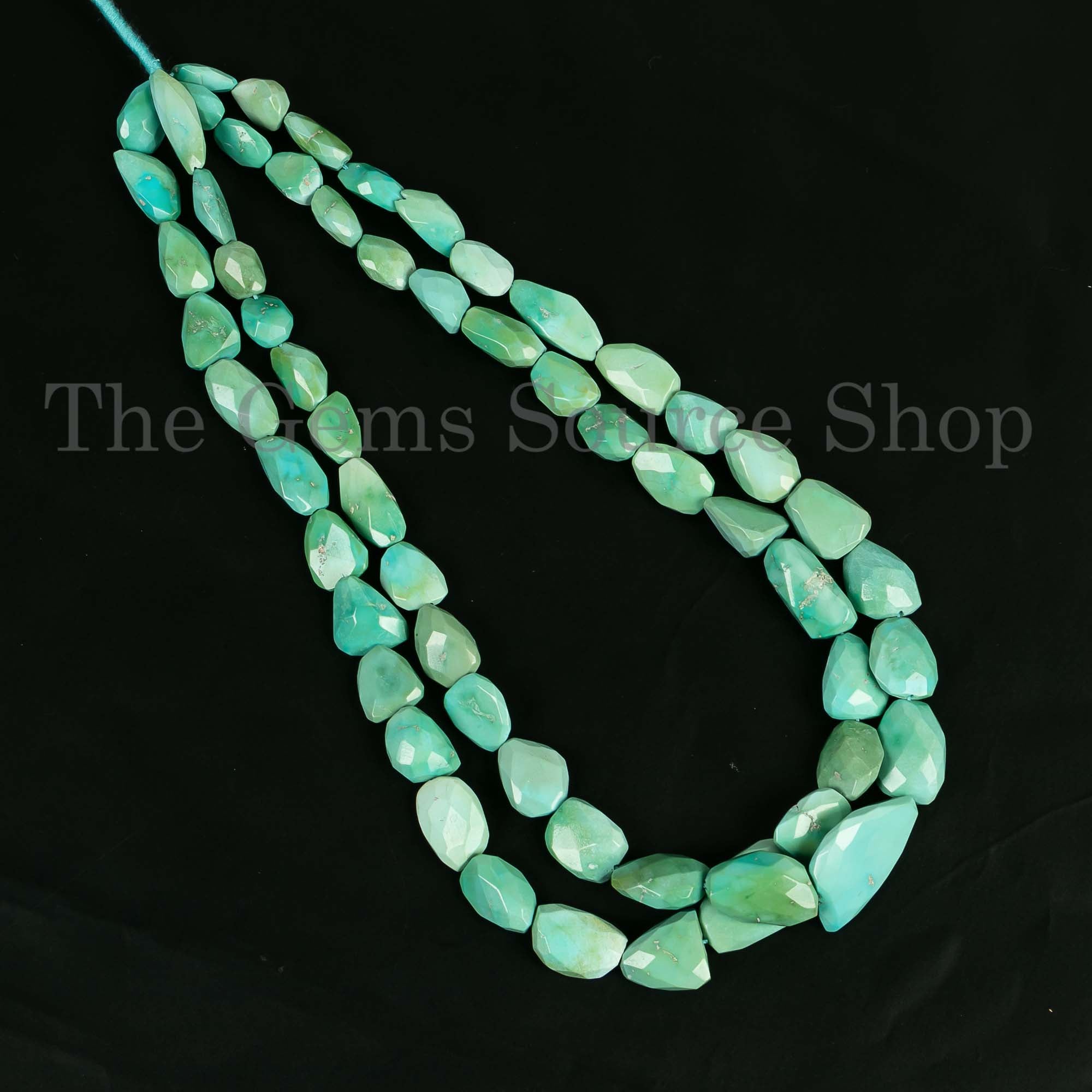 Natural Turquoise Strand, Turquoise Briolette Nuggets, Turquoise Faceted Tumbes, Loose Beads