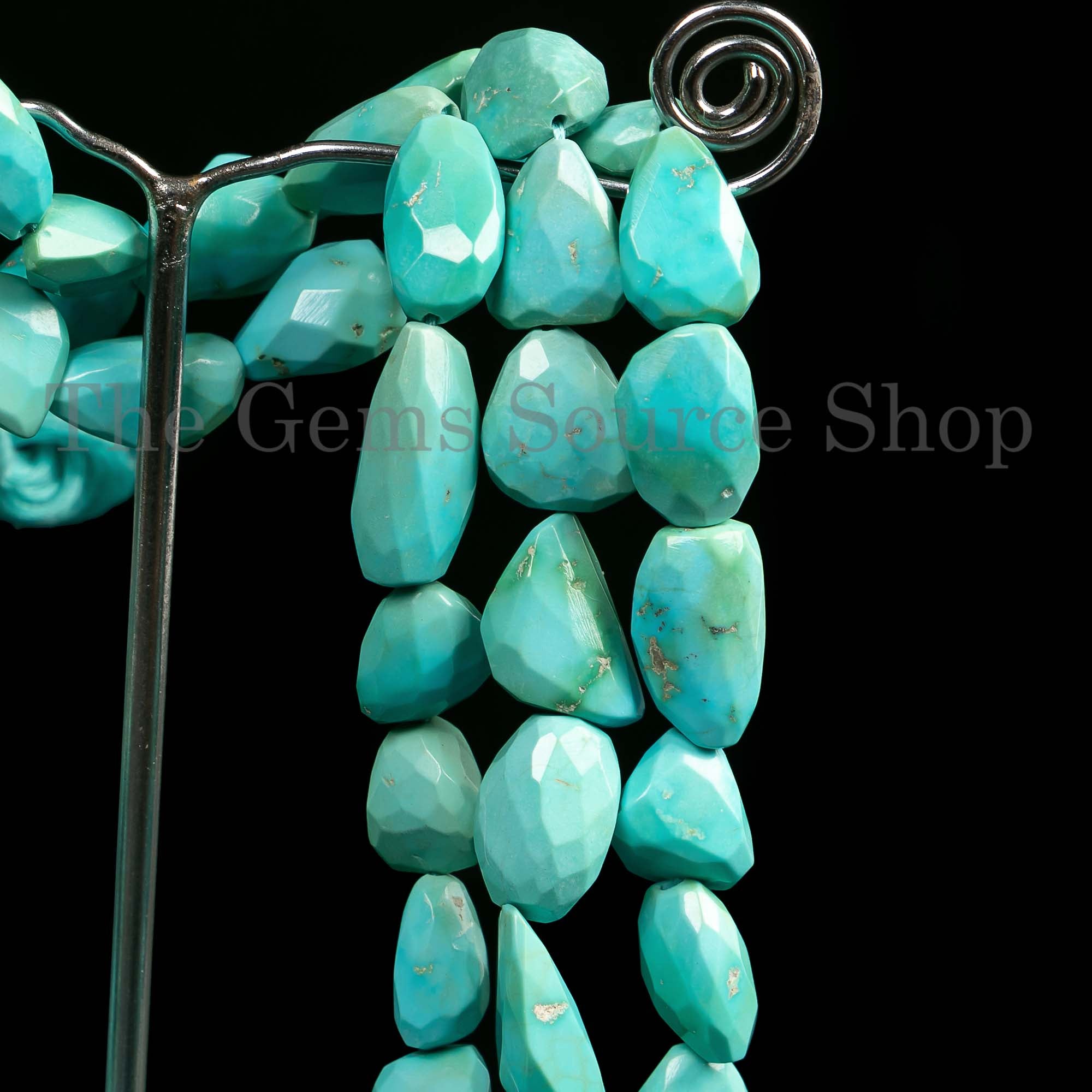 Sleeping Beauty Turquoise Nuggets, Briolette Nuggets, Natural Turquoise Faceted Tumbles, Loose Turquoise Strand