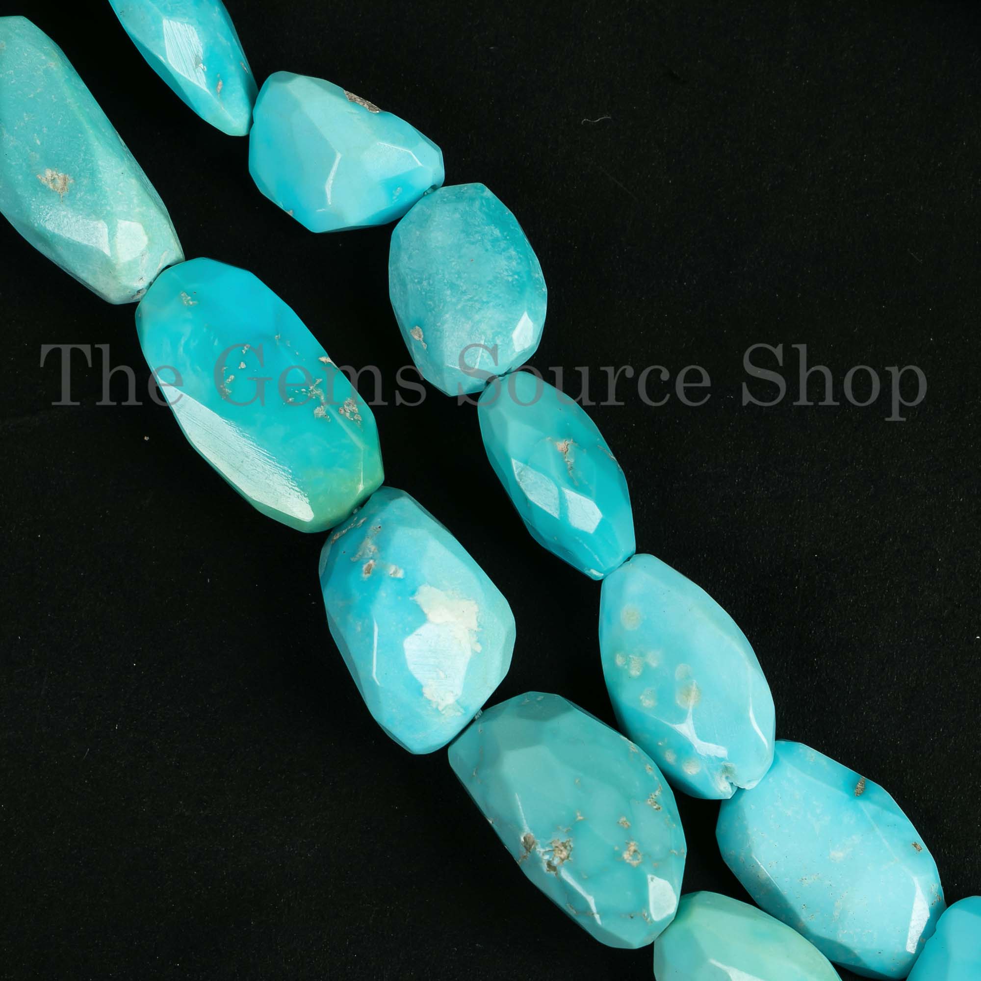 Sleeping Beauty Turquoise Beads, Loose Turquoise Strand, Turquoise Faceted Nuggets, Briolette Tumbles, Jewelry Making Beads
