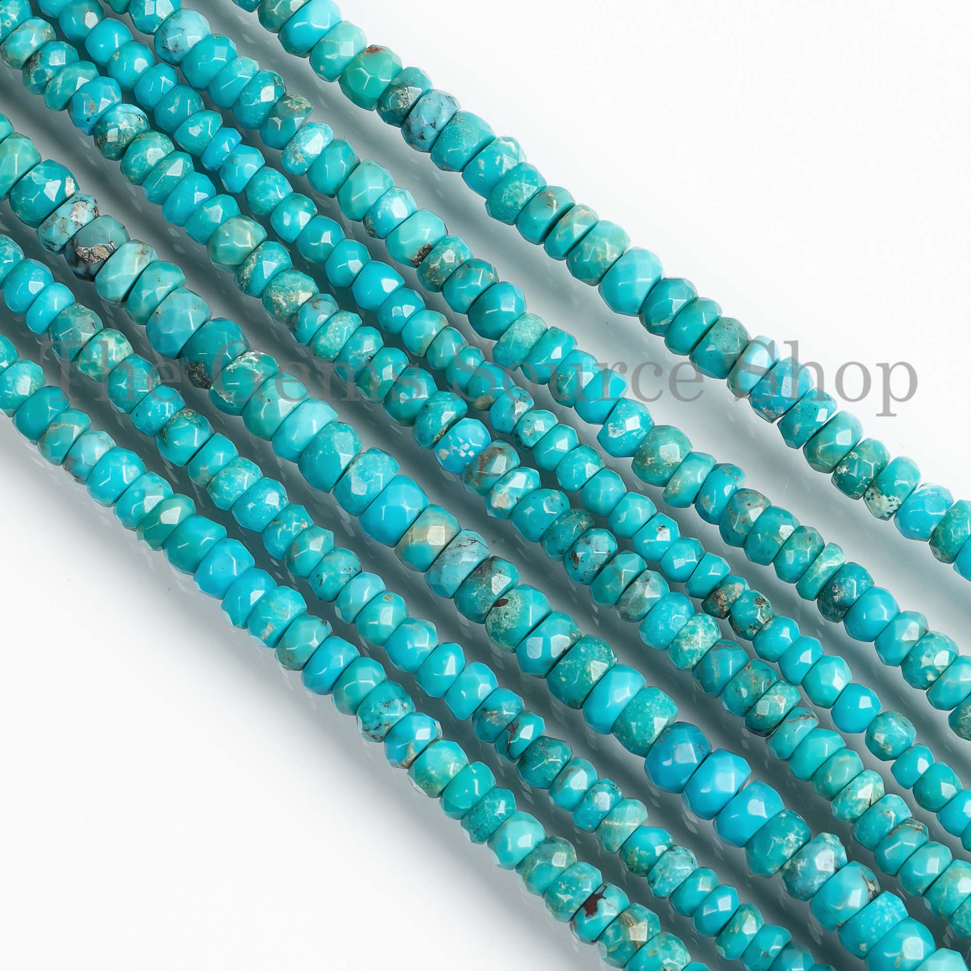 Natural Turquoise Faceted Rondelle Beads, 4-5mm Arizona Turquoise Faceted Rondelle, Turquoise Rondelle, Rondelle Beads, Wholesale Beads