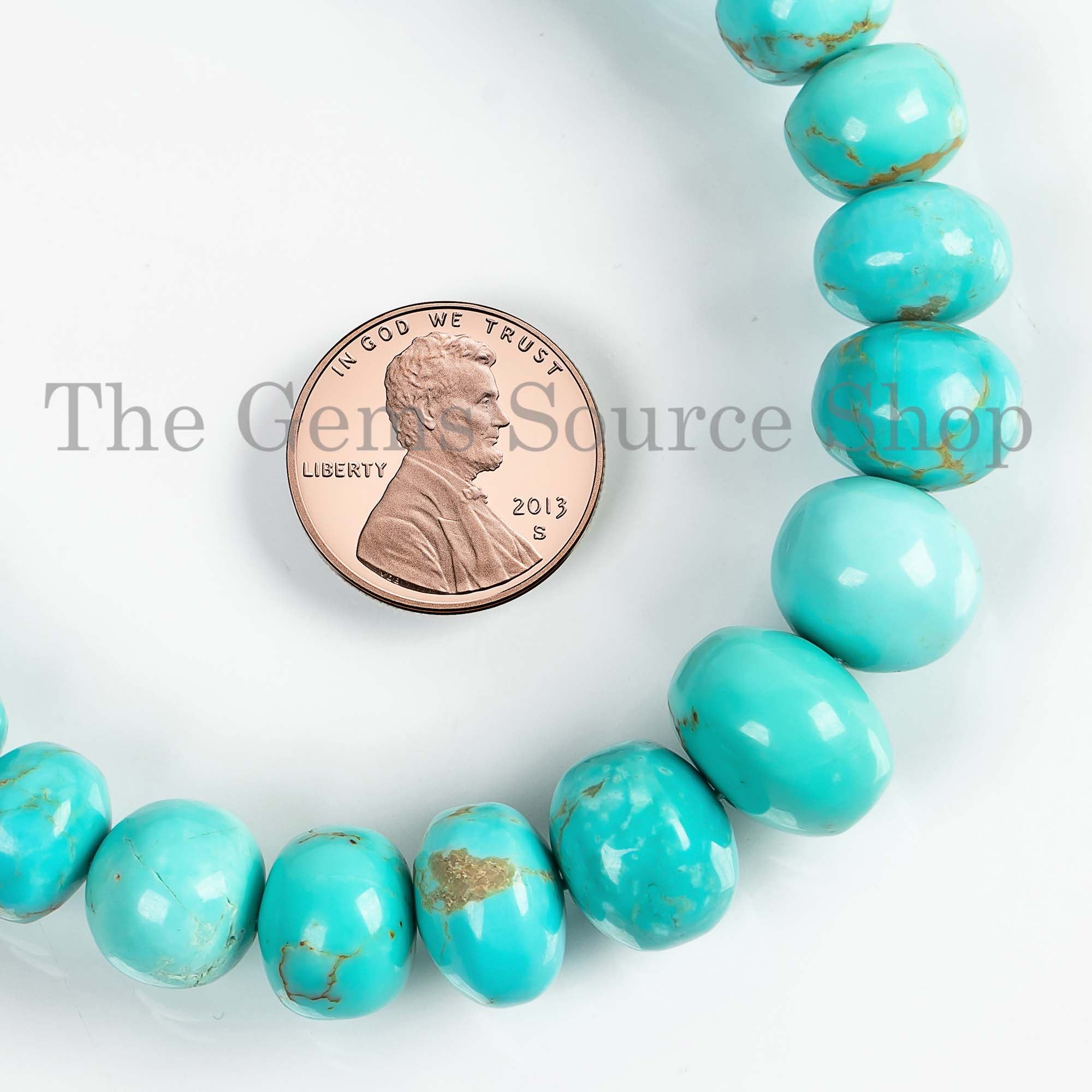 8-13 mm Natural Turquoise Beads, Smooth Rondelle Beads, Plain Turquoise Strand, Jewelry Making Beads