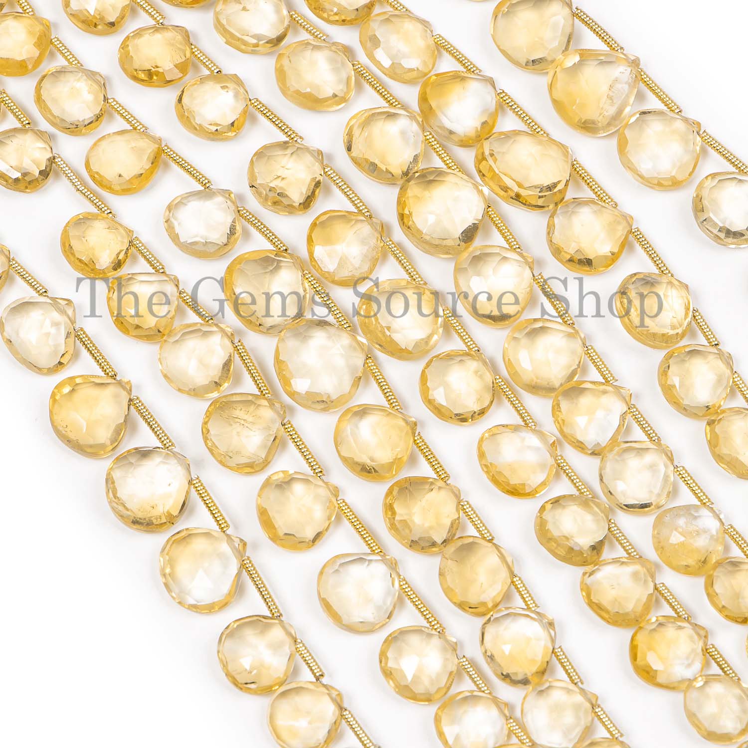 Citrine Faceted Heart Shape Gemstone Beads