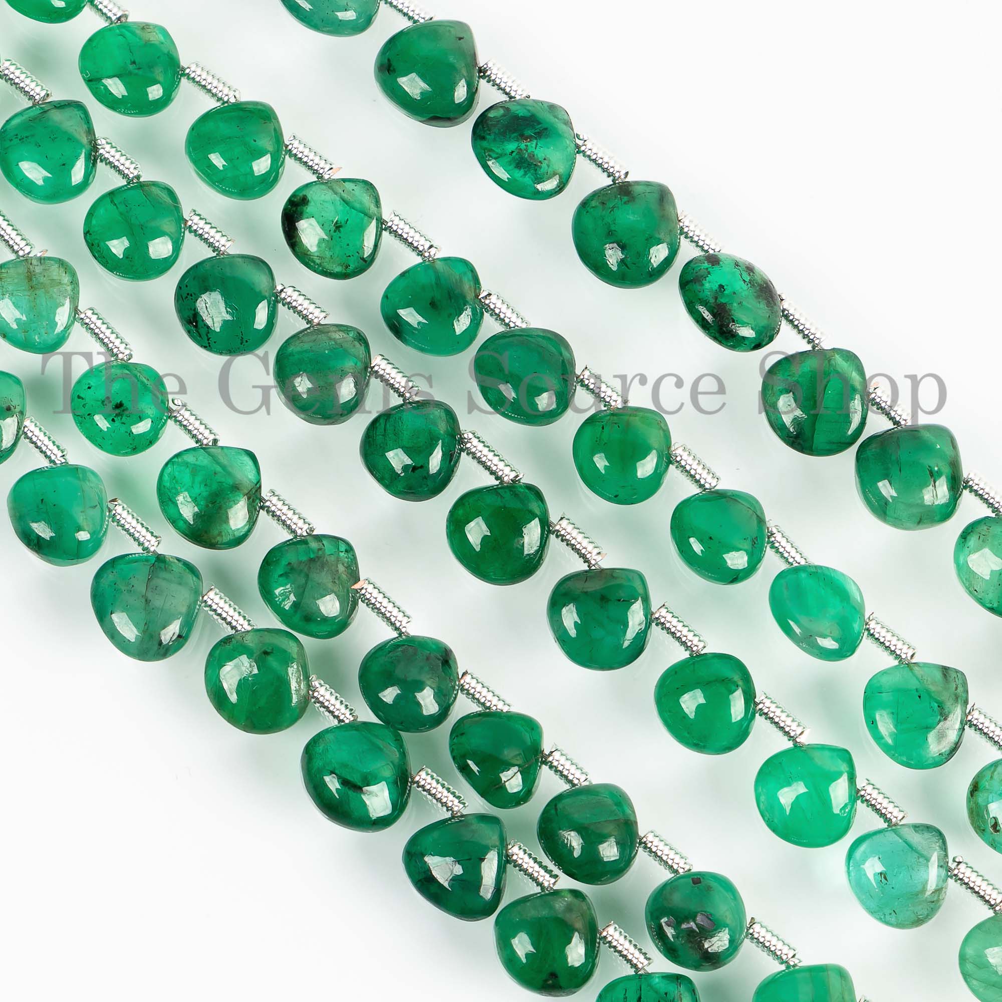 5-6 mm Shaded Emerald Smooth Heart Beads, Side Drill Briolette, Emerald Gemstone Beads, Heart Briolette