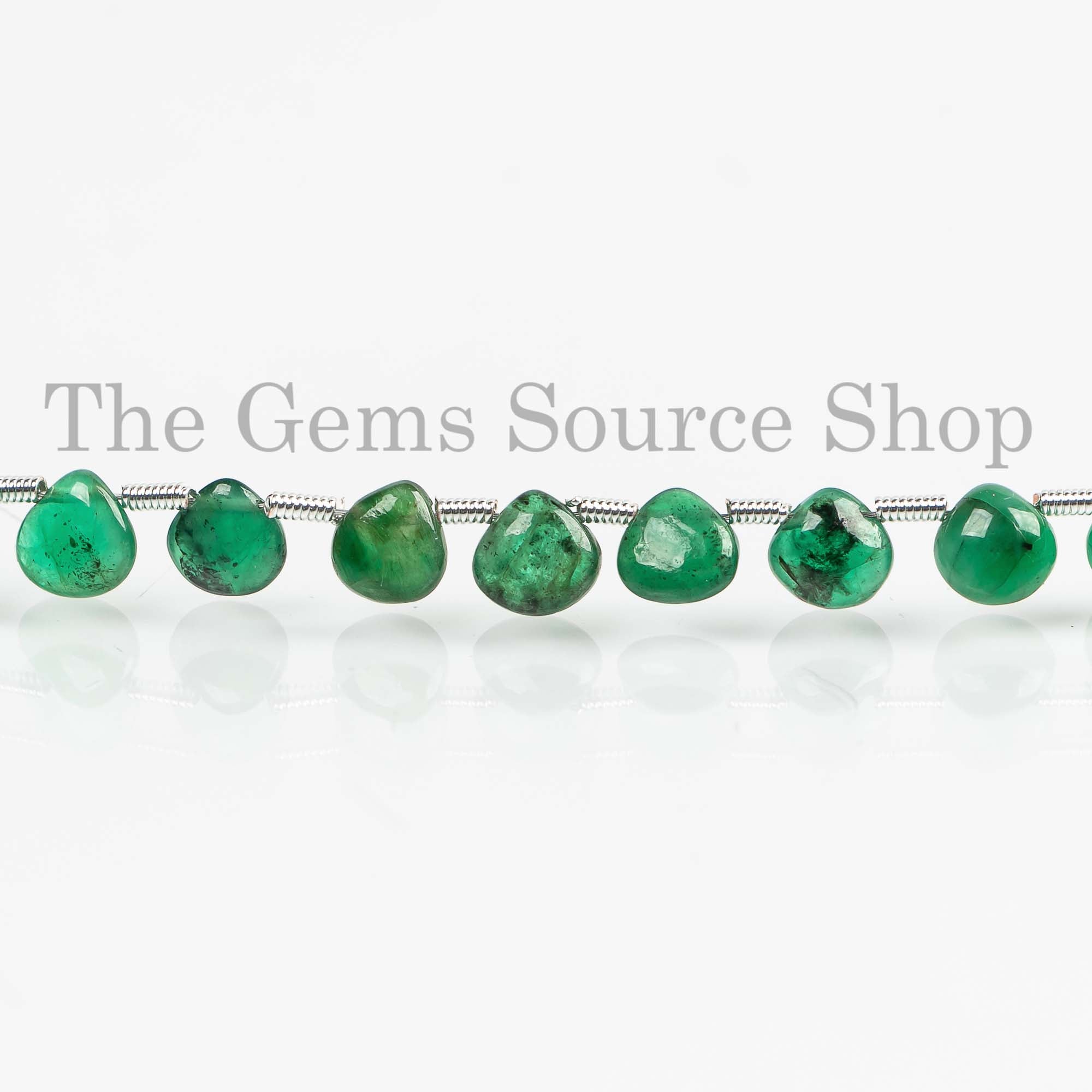 5-6 mm Shaded Emerald Smooth Heart Beads, Side Drill Briolette, Emerald Gemstone Beads, Heart Briolette