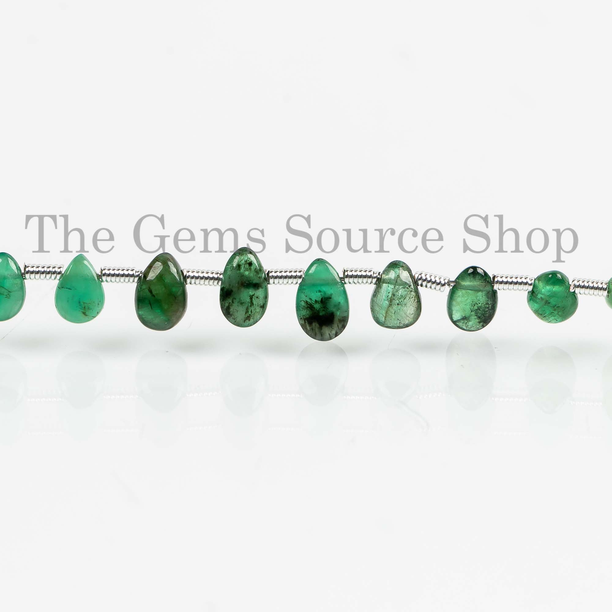 Shaded Emerald Smooth Beads, Emerald Pear Shape Beads, Side Drill Pears, Plain Emerald Beads, Shaded Beads, 4x5.5-4.5x7mm Emerald Beads