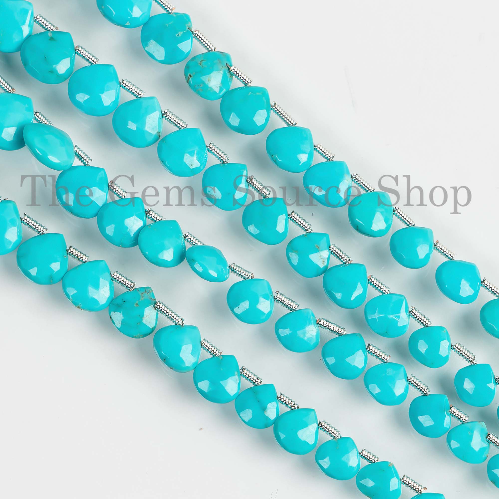 6-9mm Top Quality Sleeping Beauty Turquoise Beads, Turquoise Gemstone Beads, Heart Shape Briolettes, Jewelry Making, Faceted Heart Beads