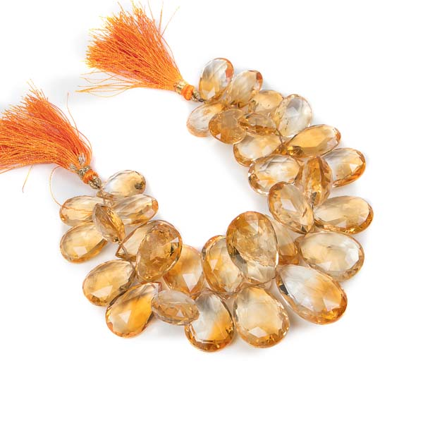 Citrine Faceted Pear Shape Beads, Big Size Gemstone Beads, Beads For Jewelry, Pear Briolette