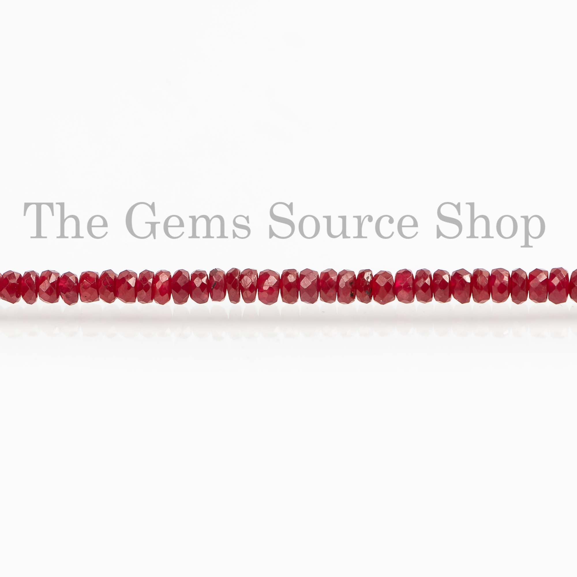 2.5-3.5 mm Natural Ruby Faceted Rondelle Shape Gemstone Jewelry Beads TGS-4483