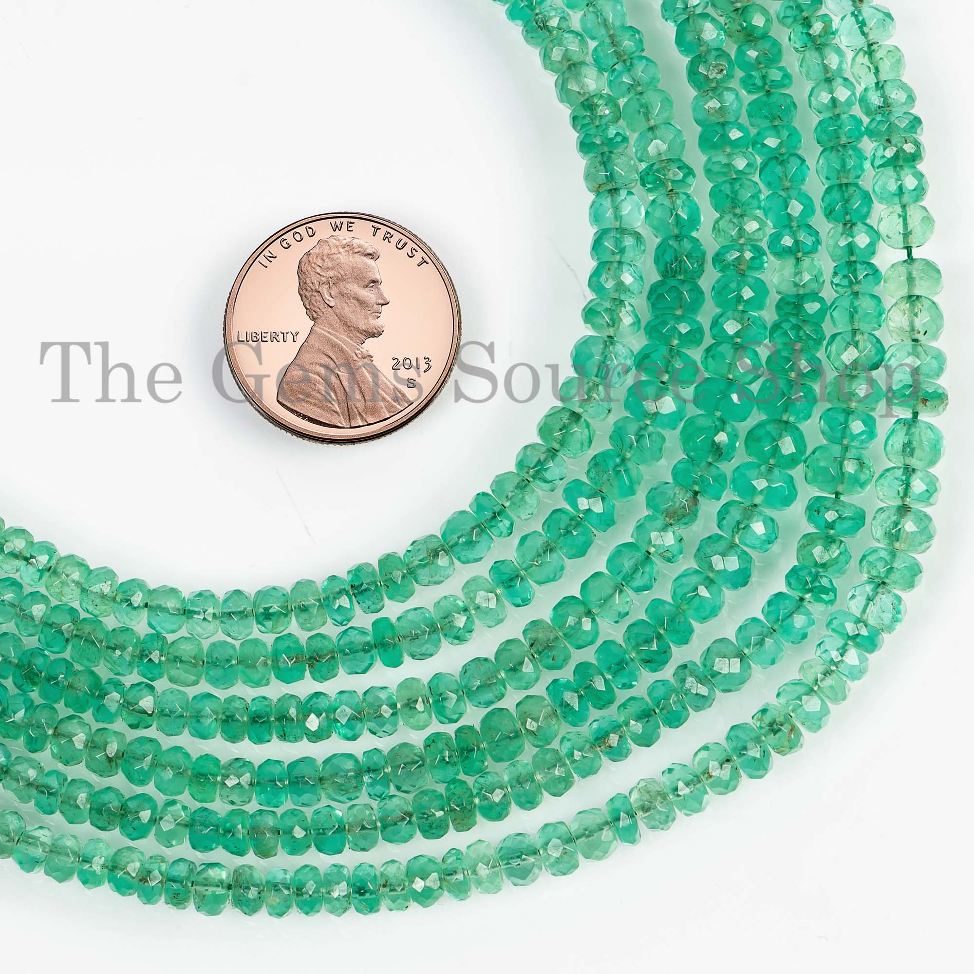2-5mm Natural Emerald Faceted Rondelle, Wholesale Loose Gemstone Beads, TGS-4492
