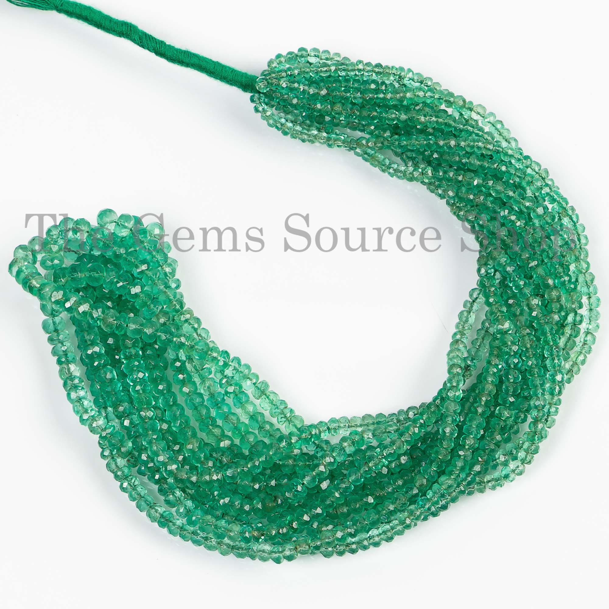 2-5mm Natural Emerald Faceted Rondelle, Wholesale Loose Gemstone Beads, TGS-4492