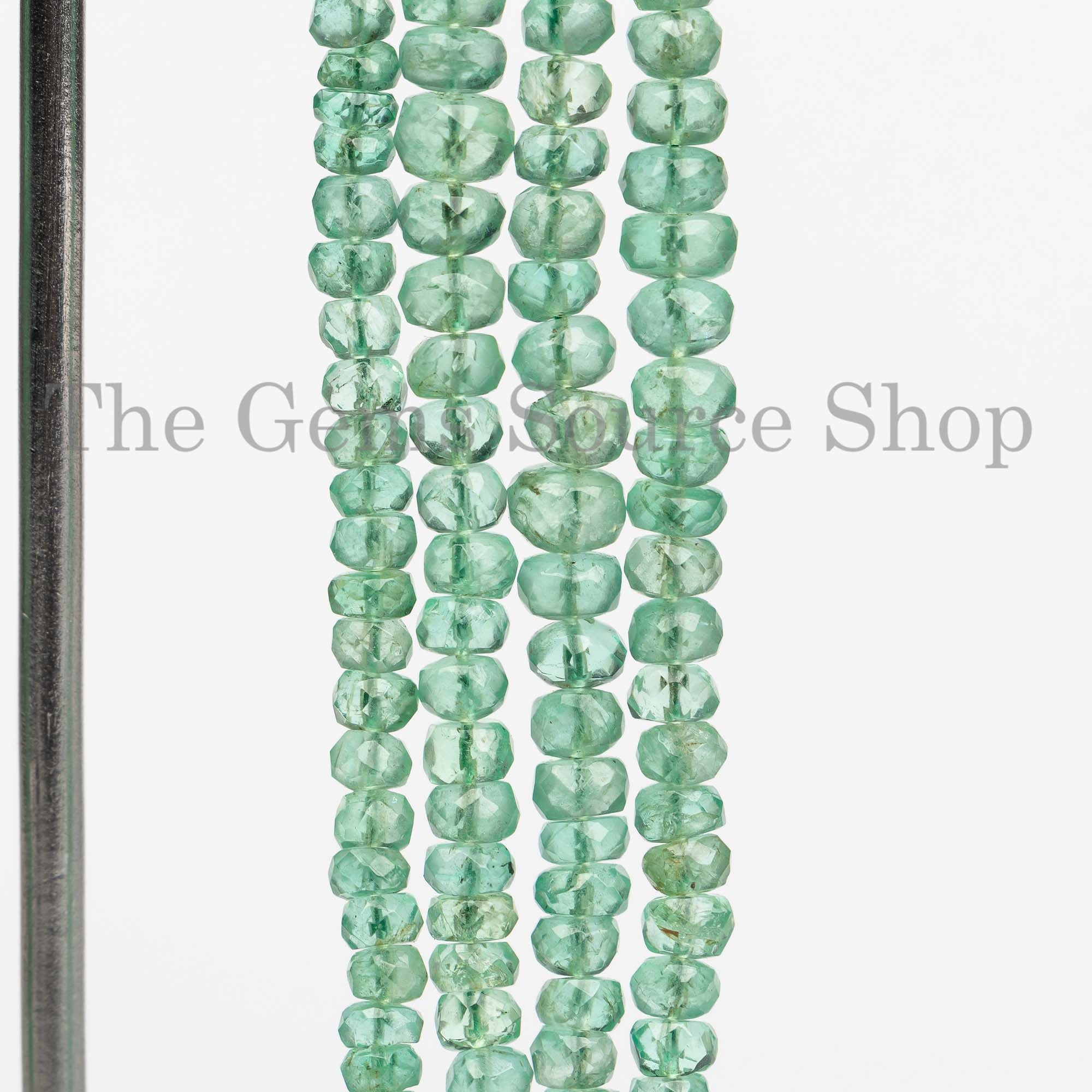 Emerald Beads, Emerald Faceted Beads, Emerald Rondelle Shape Beads, Wholesale Beads