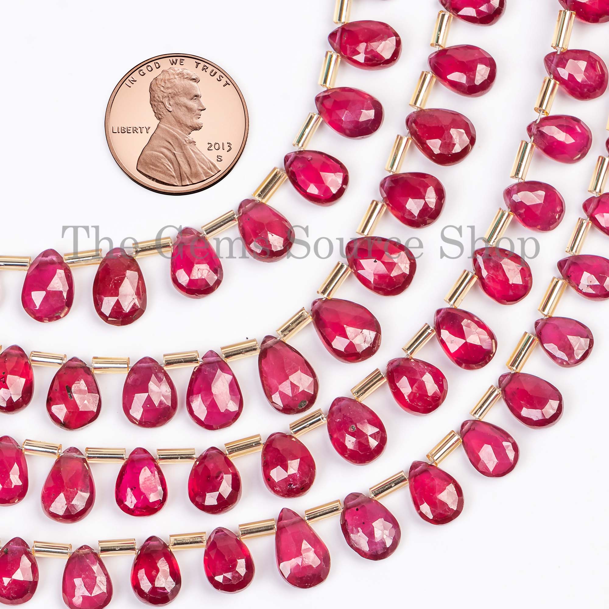 Natural Ruby Faceted Pear Beads Briolettes, Ruby Faceted Beads, Ruby Pear Shape Beads
