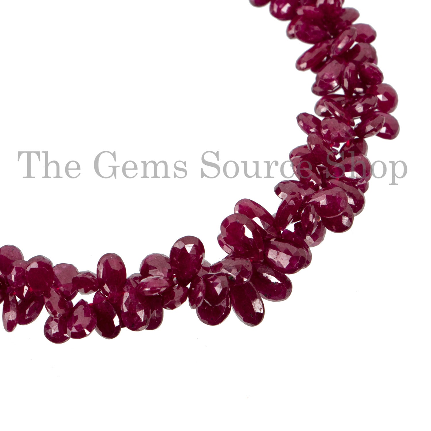 Mozambique Ruby Faceted Pear Briolette, Natural Gemstone Beads, Pear Shape Beads