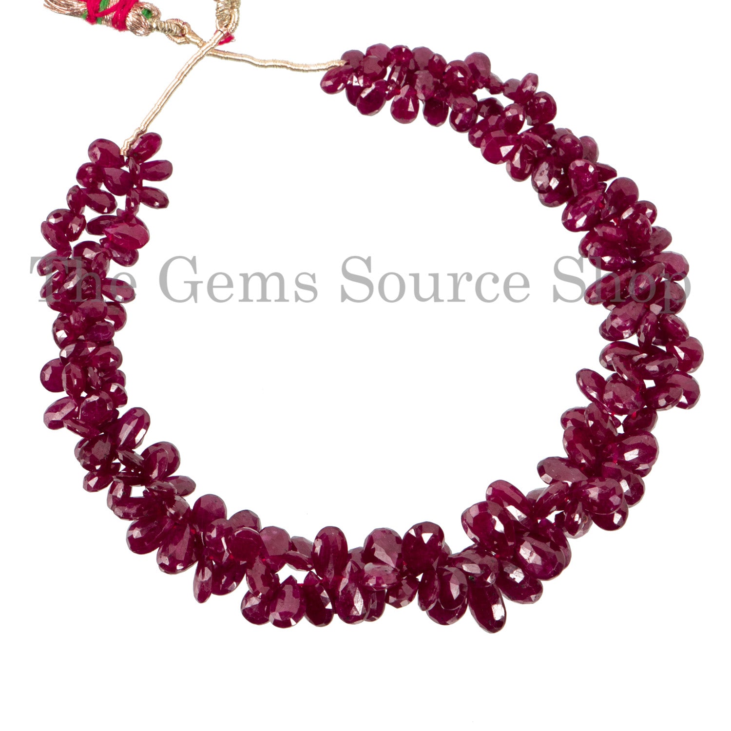 Mozambique Ruby Faceted Pear Briolette, Natural Gemstone Beads, Pear Shape Beads