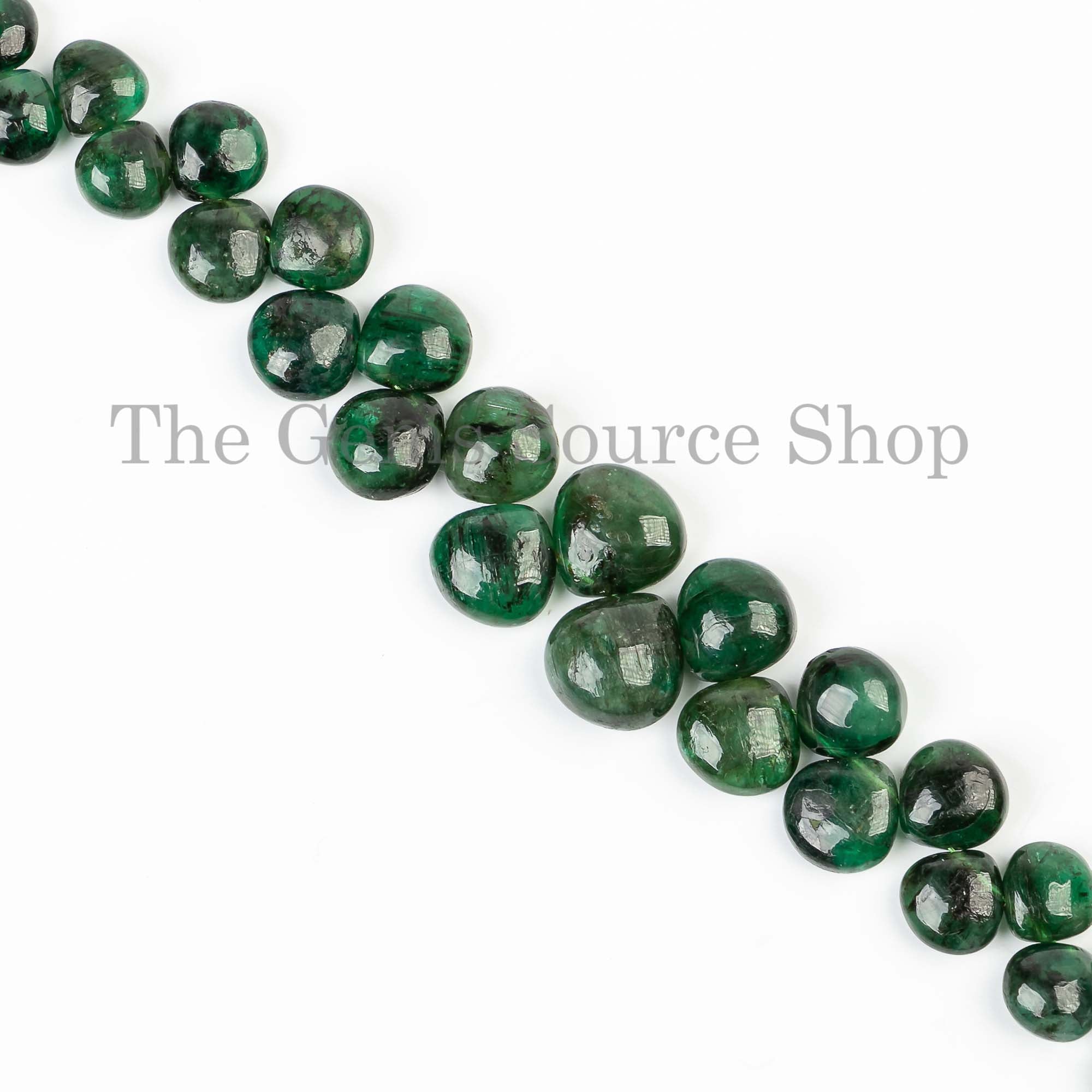 Natural Emerald Smooth Heart Beads, Emerald Heart Briolettes, Emerald Plain Beads, Gemstone Beads