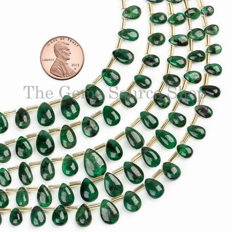 Top Quality Emerald Beads, Emerald Smooth Pear Beads, Plain Emerald Gemstone Beads