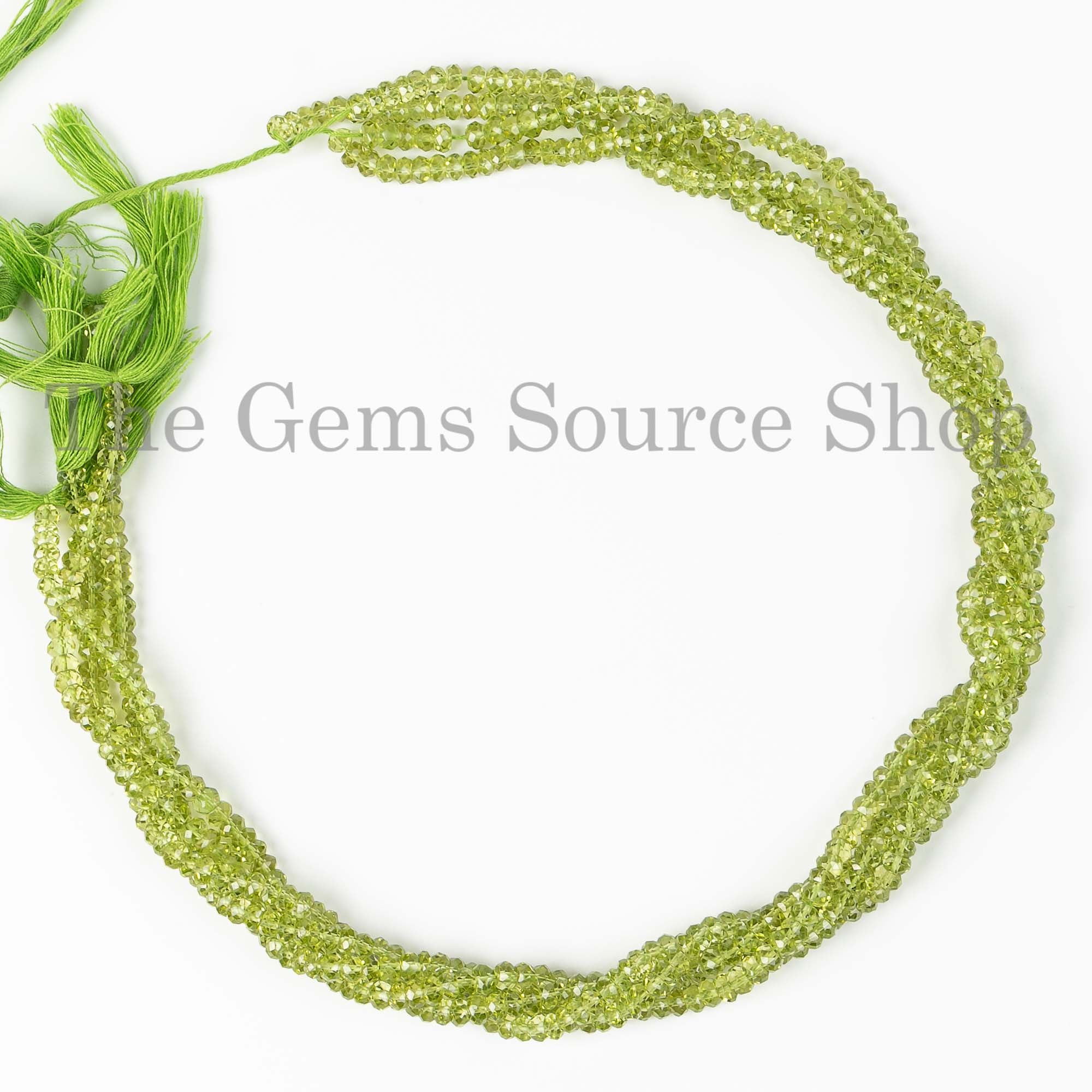 4-4.25mm Natural Peridot Faceted Rondelle Shape Beads TGS-2579