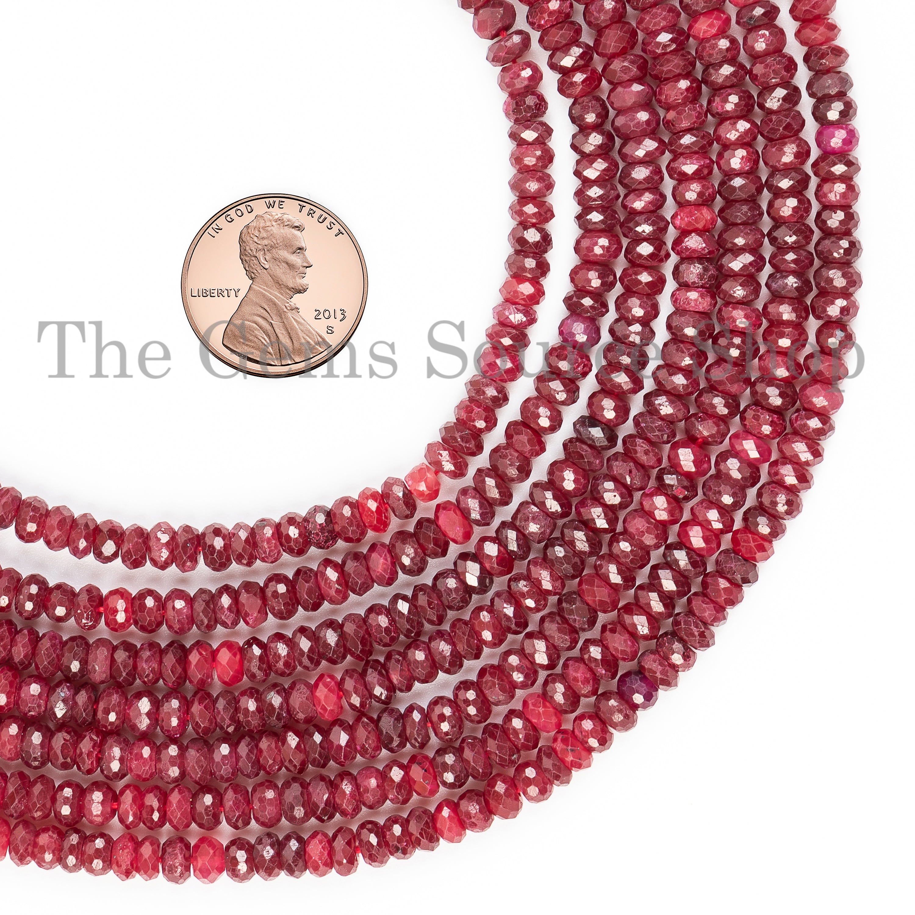 Ruby Beads, Ruby Faceted Beads, Ruby Rondelle Beads, Wholesale Beads