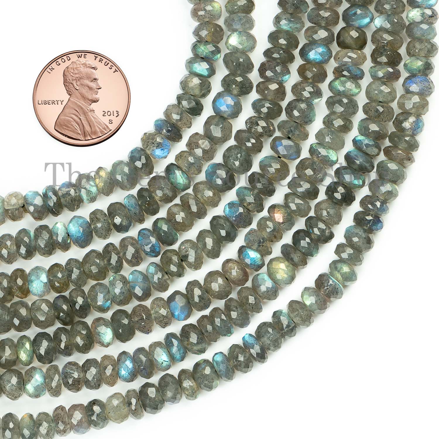 6.5 mm Labradorite Faceted Rondelle Beads, Labradorite Briolette Beads, Loose Labradorite Strand