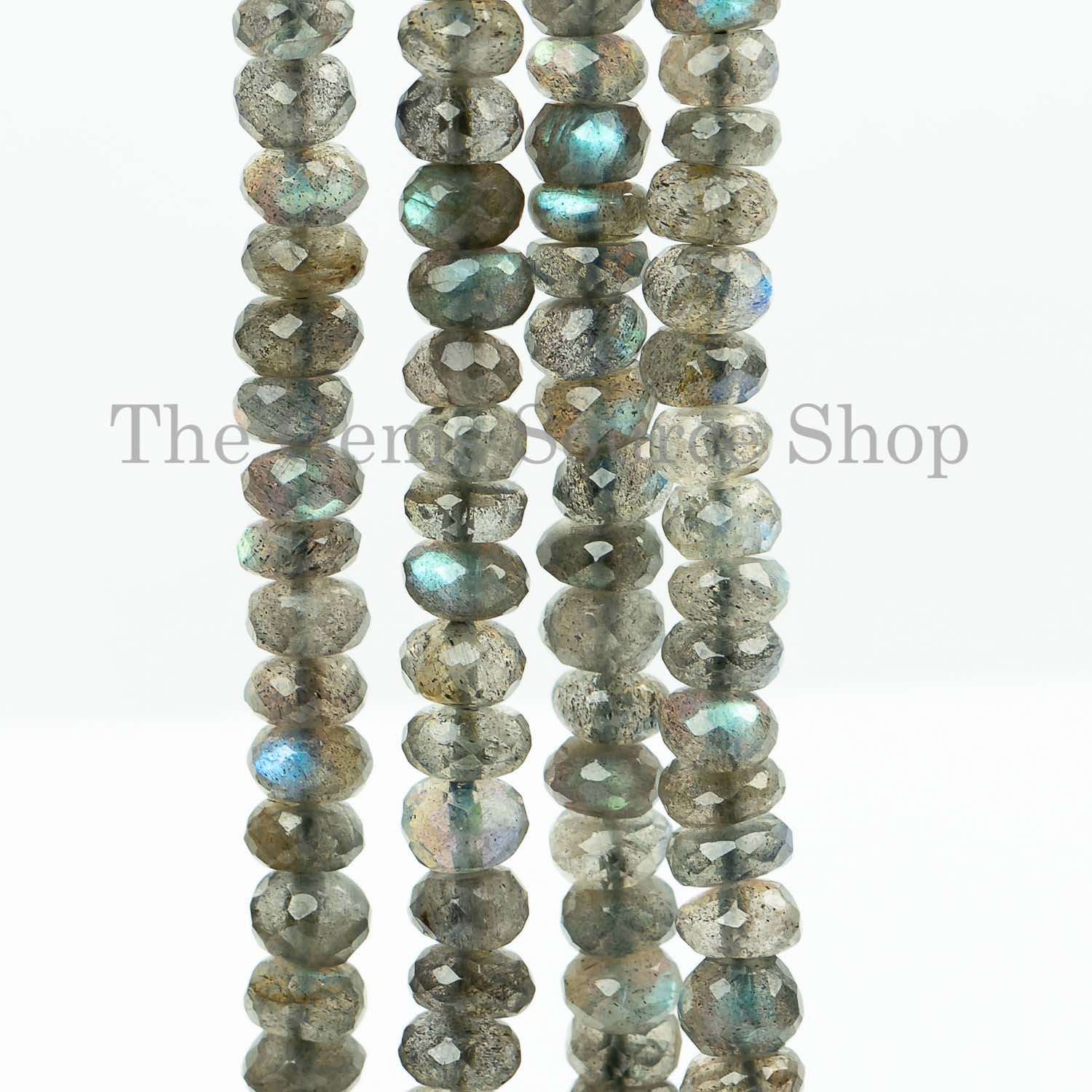 6.5 mm Labradorite Faceted Rondelle Beads, Labradorite Briolette Beads, Loose Labradorite Strand
