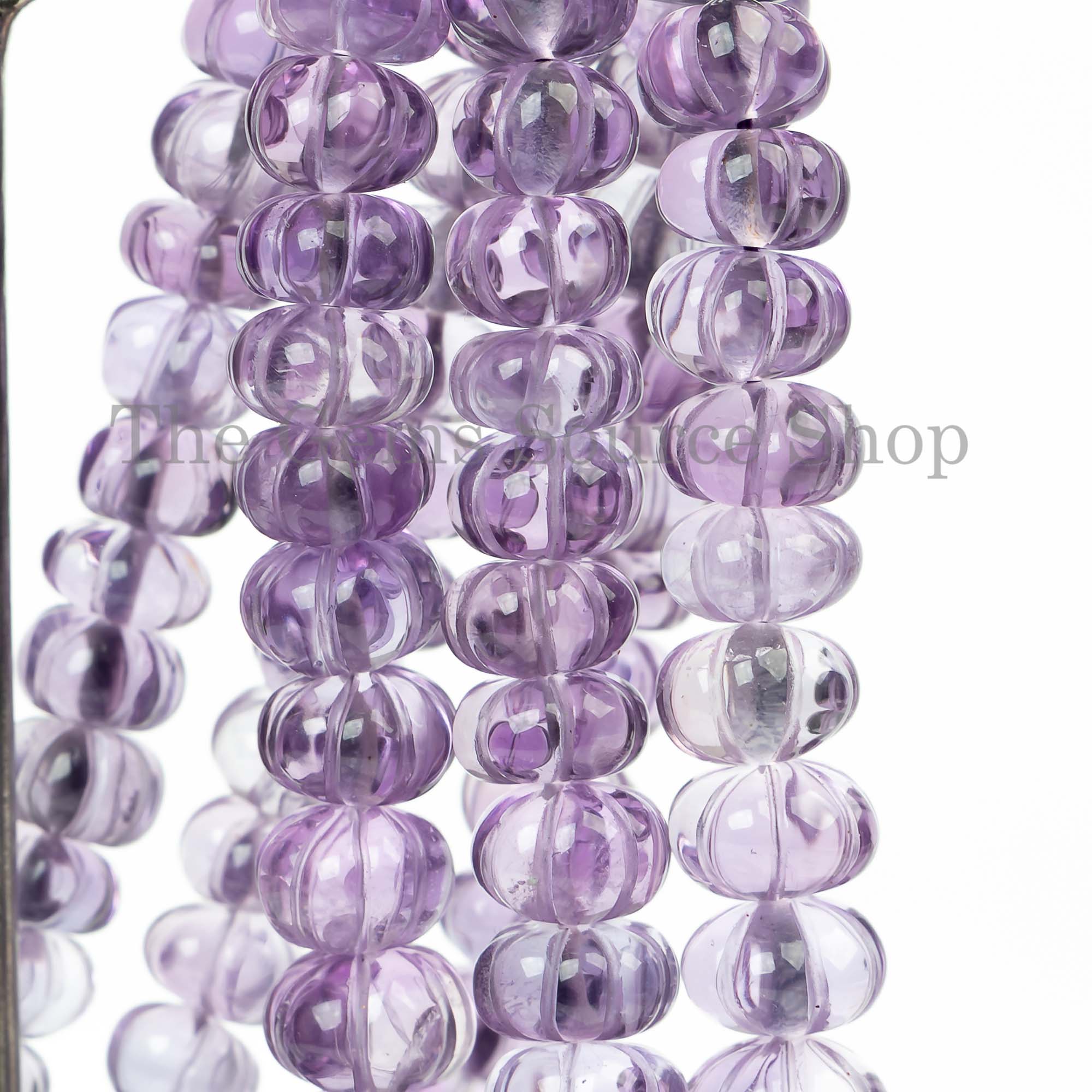 Natural Amethyst Beads, 7-12mm Amethyst Smooth Carving Beads, Pumpkin Melon Shape Beads