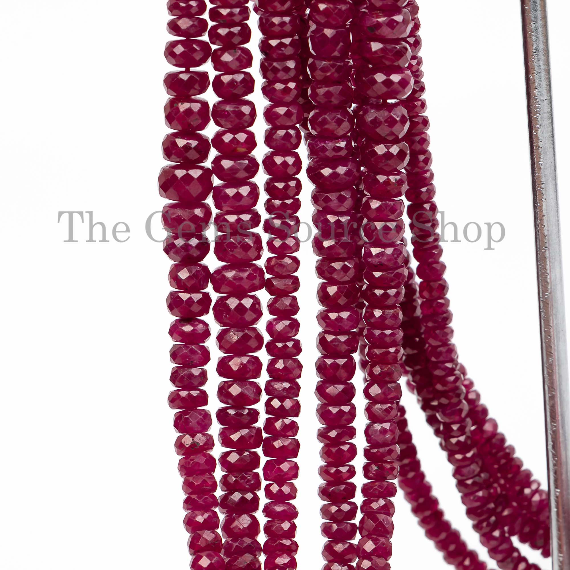 Ruby Rondelle Beads, Faceted Rondelle Beads, Ruby Rondelle Wholesale Beads