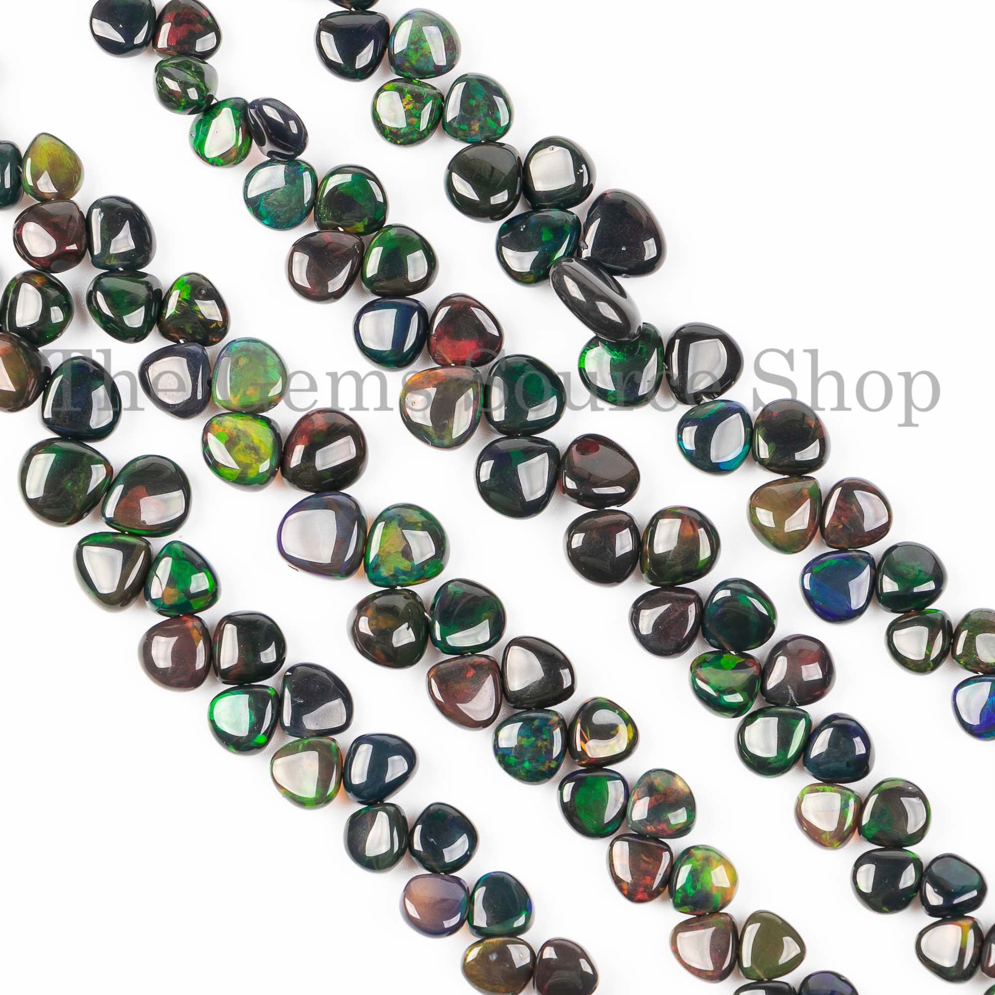 Black Ethiopian Opal Beads, Black Opal Smooth Heart Shape Beads, Plain Heart Beads