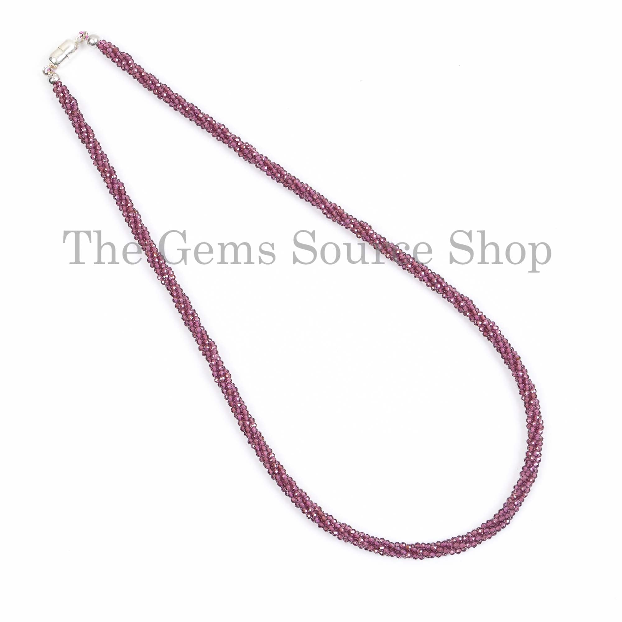 Rhodolite Beads Necklace, Garnet Faceted Rondelle Beads Necklace, Gemstone Beads Necklace