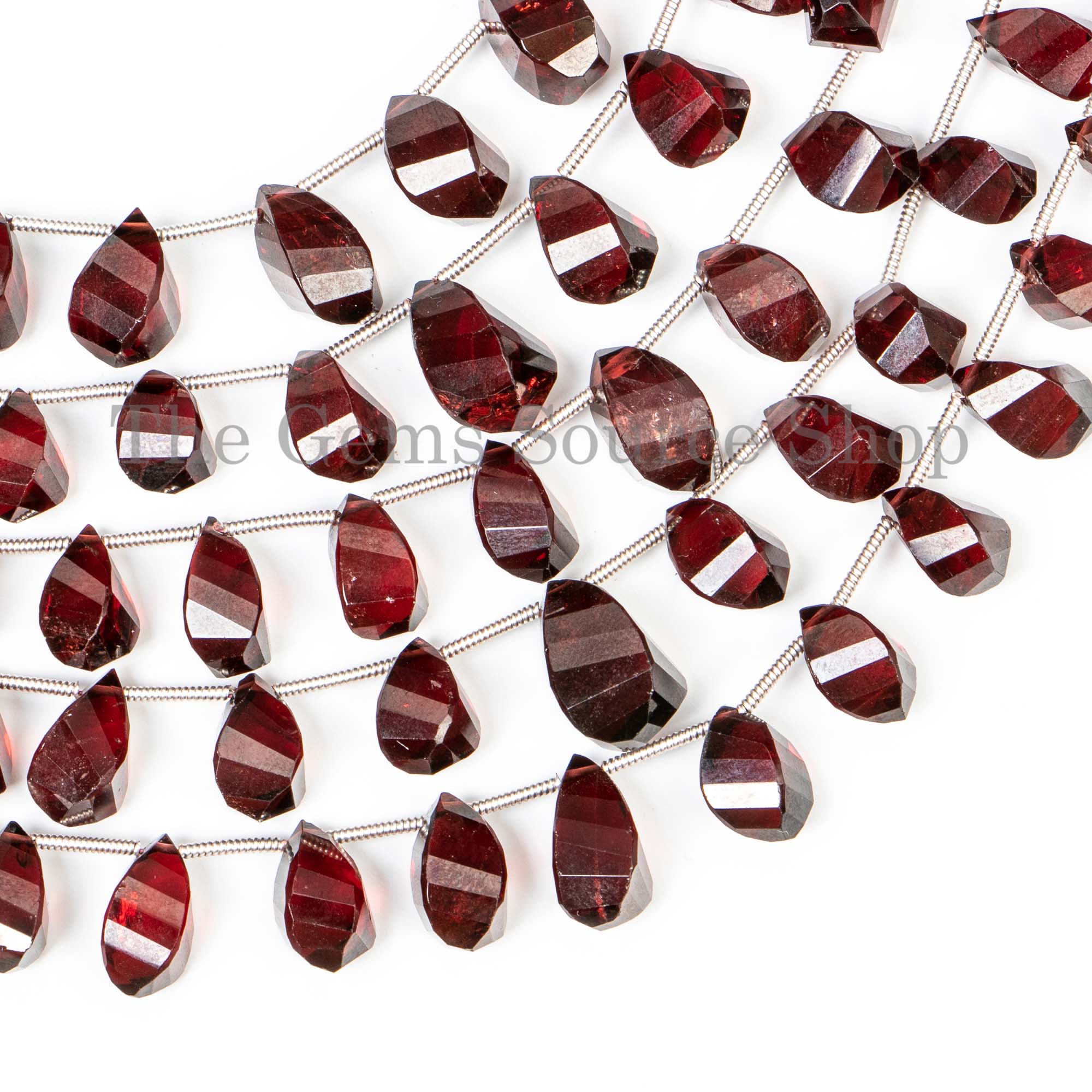 Big Size Mozambique Garnet Twisted Fancy Drop Beads, Garnet Beads, Wholesale Beads